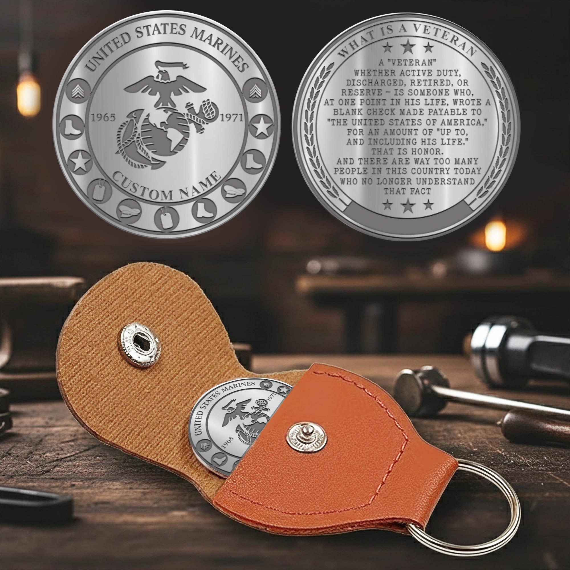 US Marine Corps, Proud To Have Served - Military Engraved Challenge Coin - Image 2