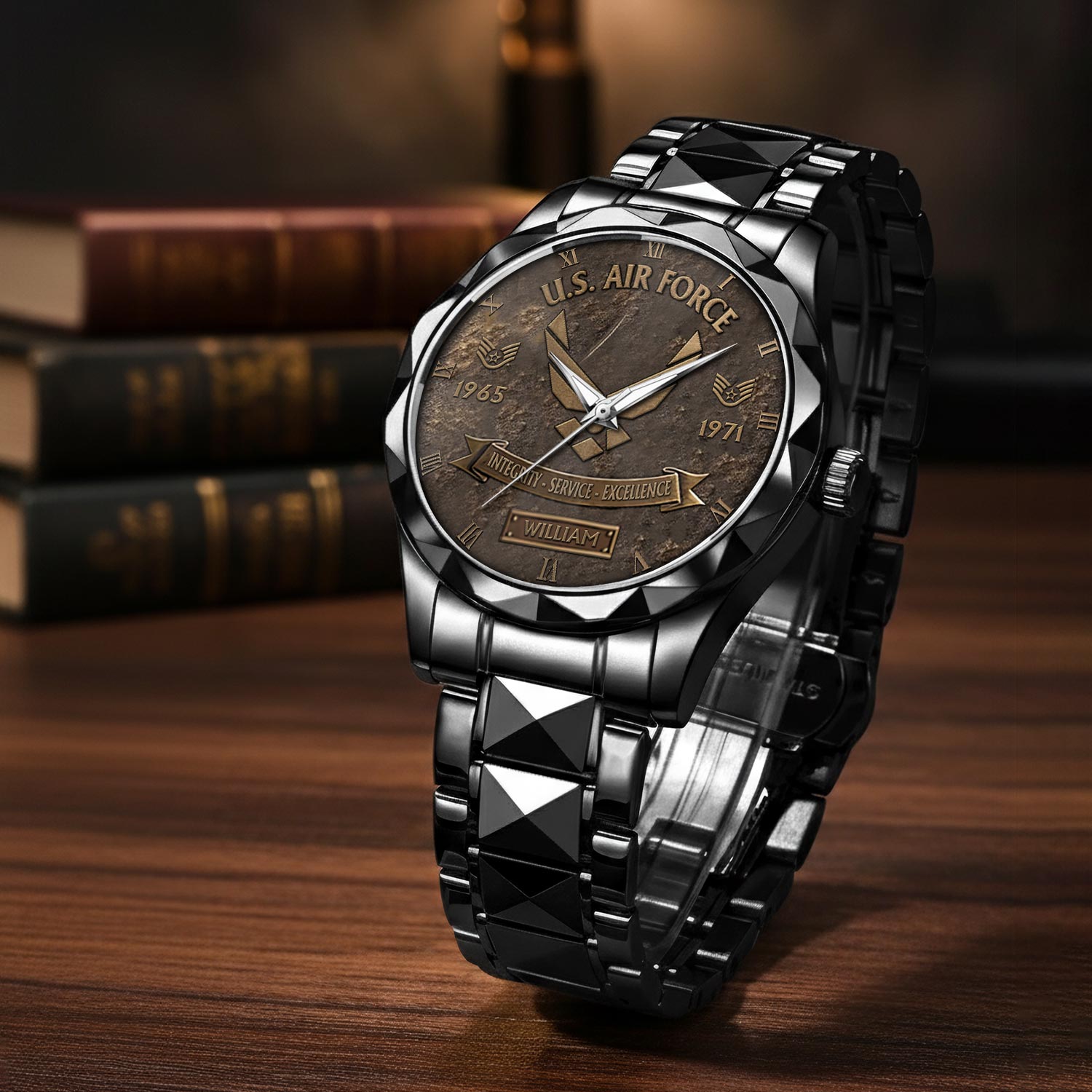 US Air Force, Proud Veteran - Diamond-Cut Bezel Watch - Image 3