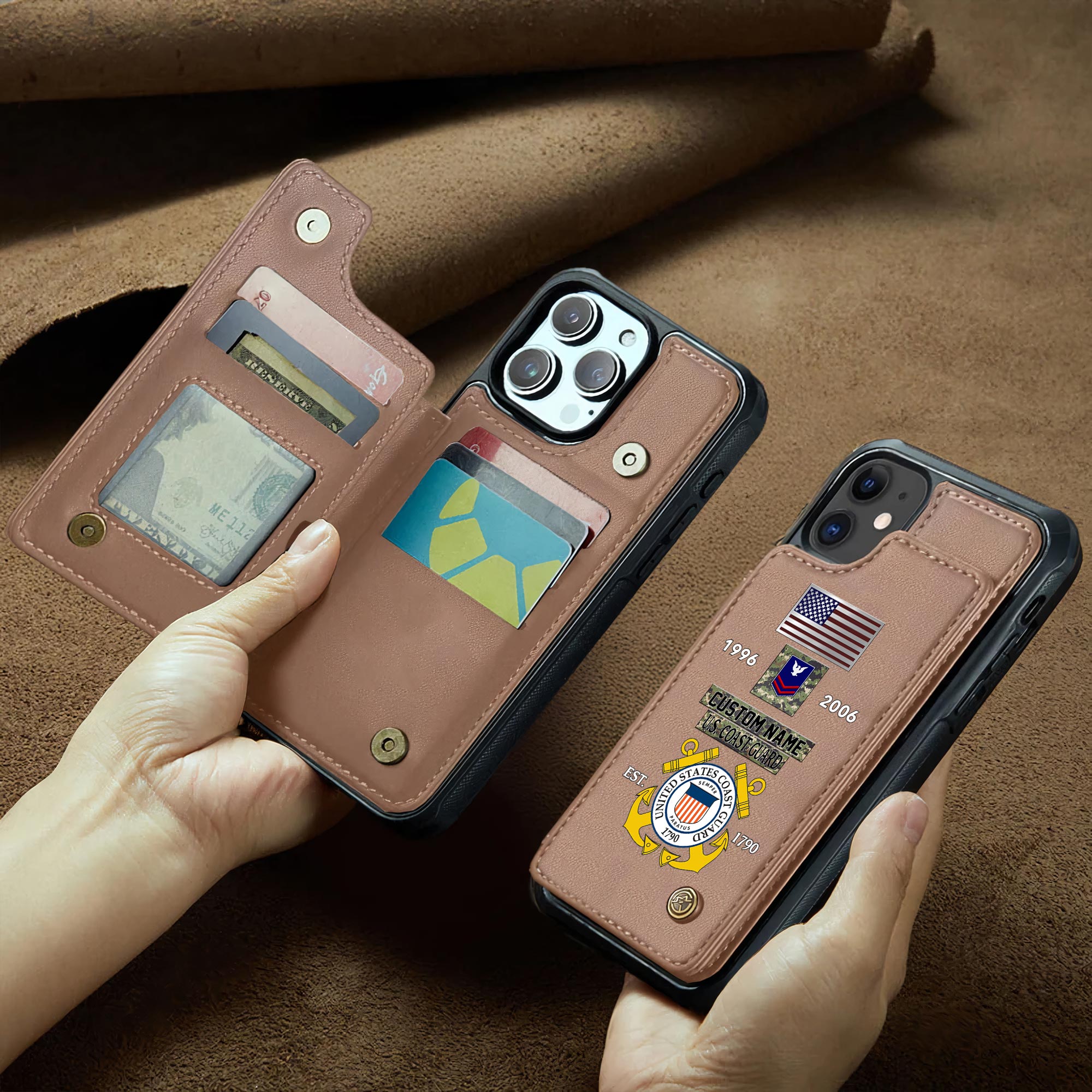 US Coast Guard, Lest We Forget - Leather Flip Phone Case - Image 2