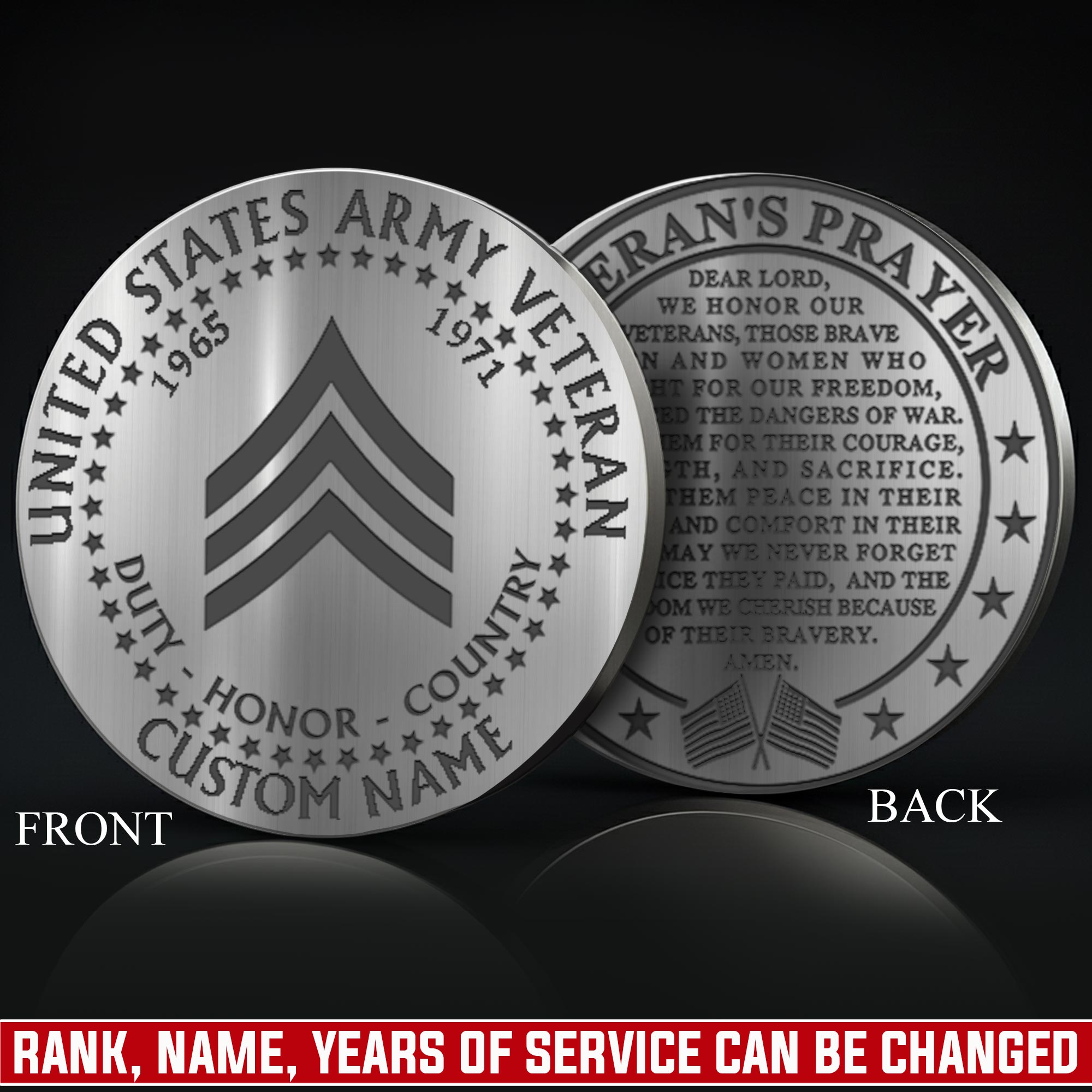 US Army, Proud To Have Served - Military Engraved Challenge Coin