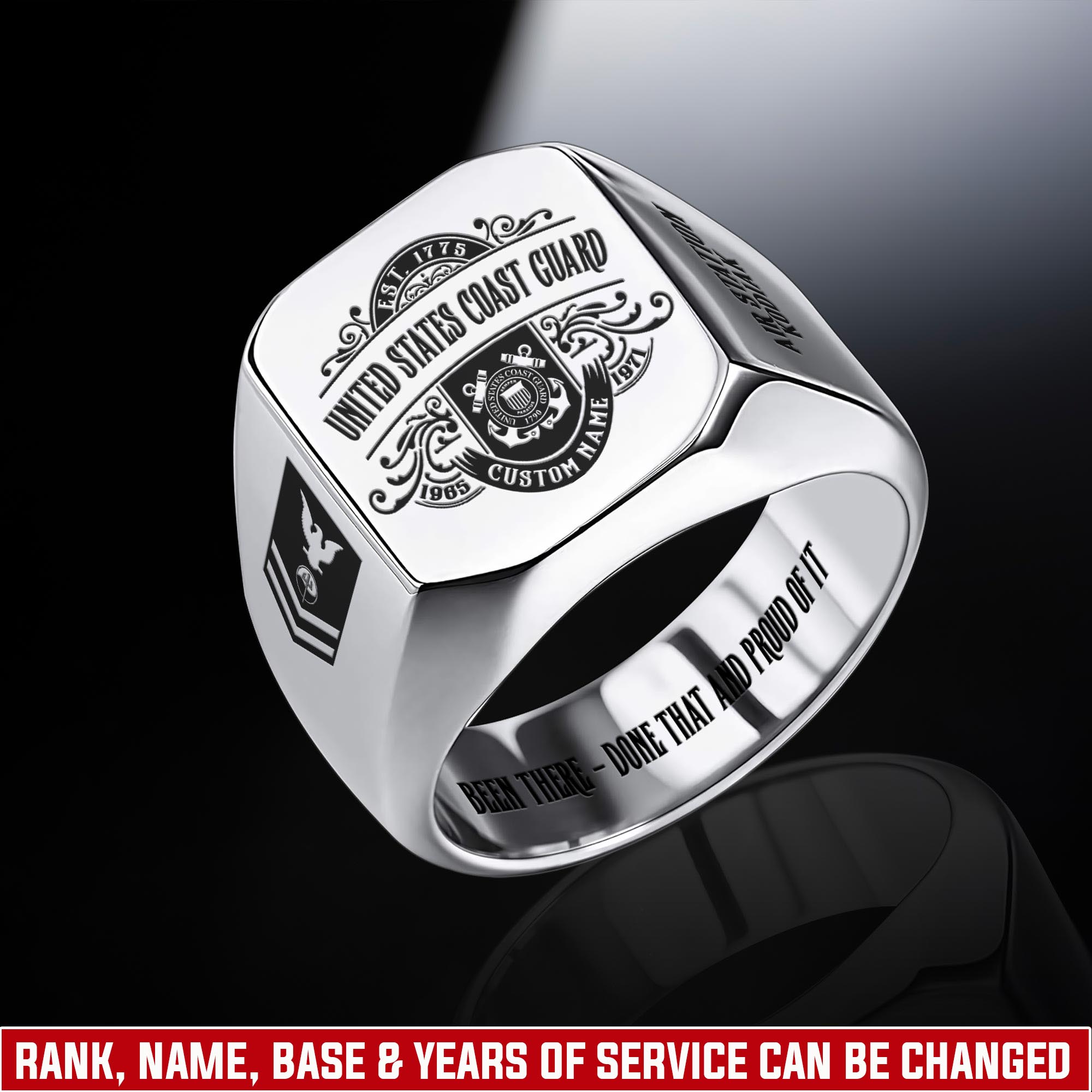 US Coast Guard, Freedom Isn't Free - Engraved Men's Ring