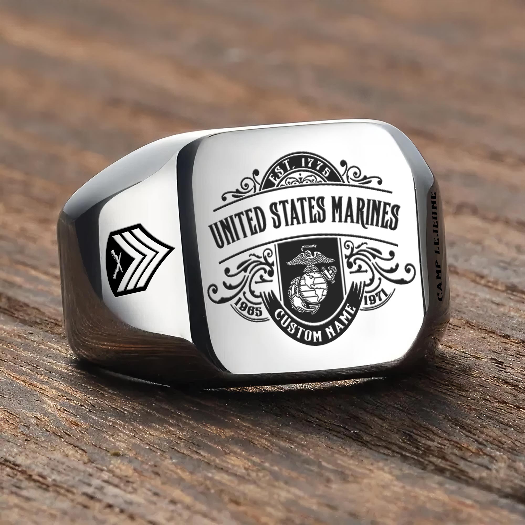 US Marine Corps, O 4 Marines Major - Engraved Men's Ring - Image 3
