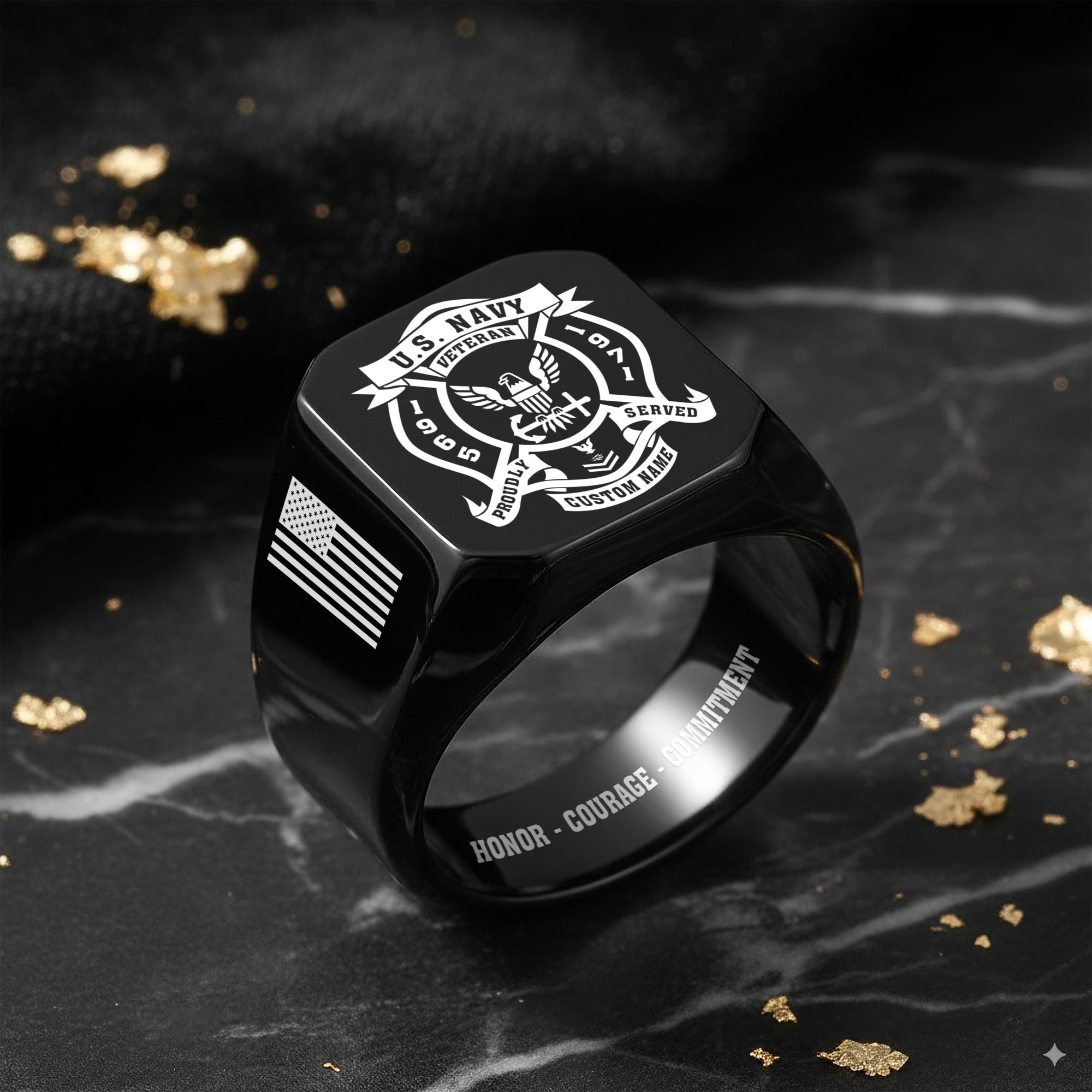 US Navy, American By Birth, Veteran By Choice - Engraved Men's Ring - Image 8