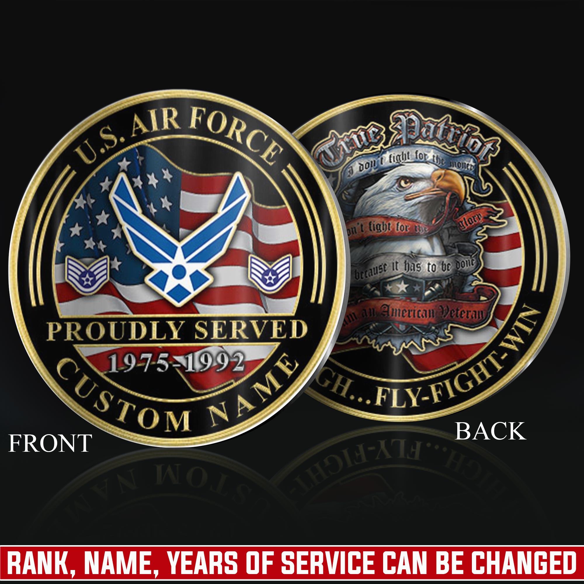 US Air Force, O 5 Air Force Lieutenant Colonel - Military Printed Challenge Coin