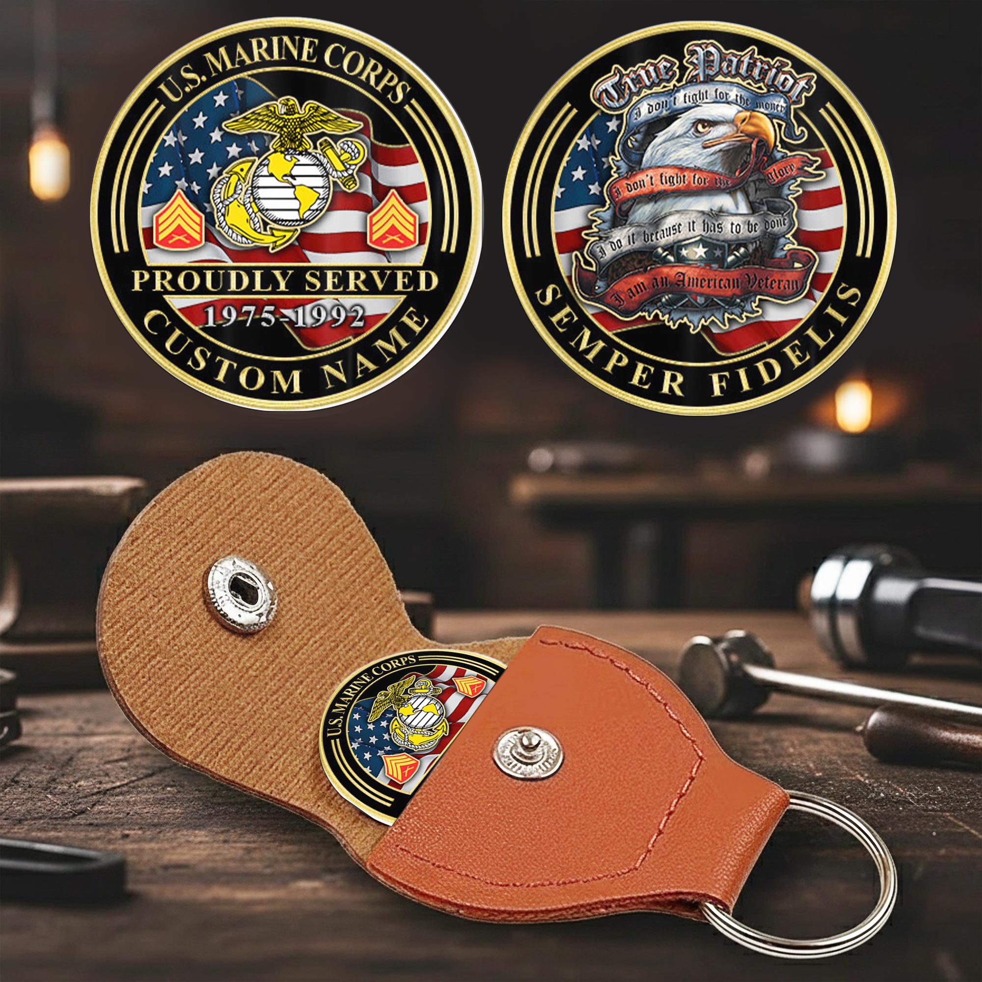 US Marine Corps, E 9 Marines Master Gunnery Sergeant - Military Printed Challenge Coin - Image 2