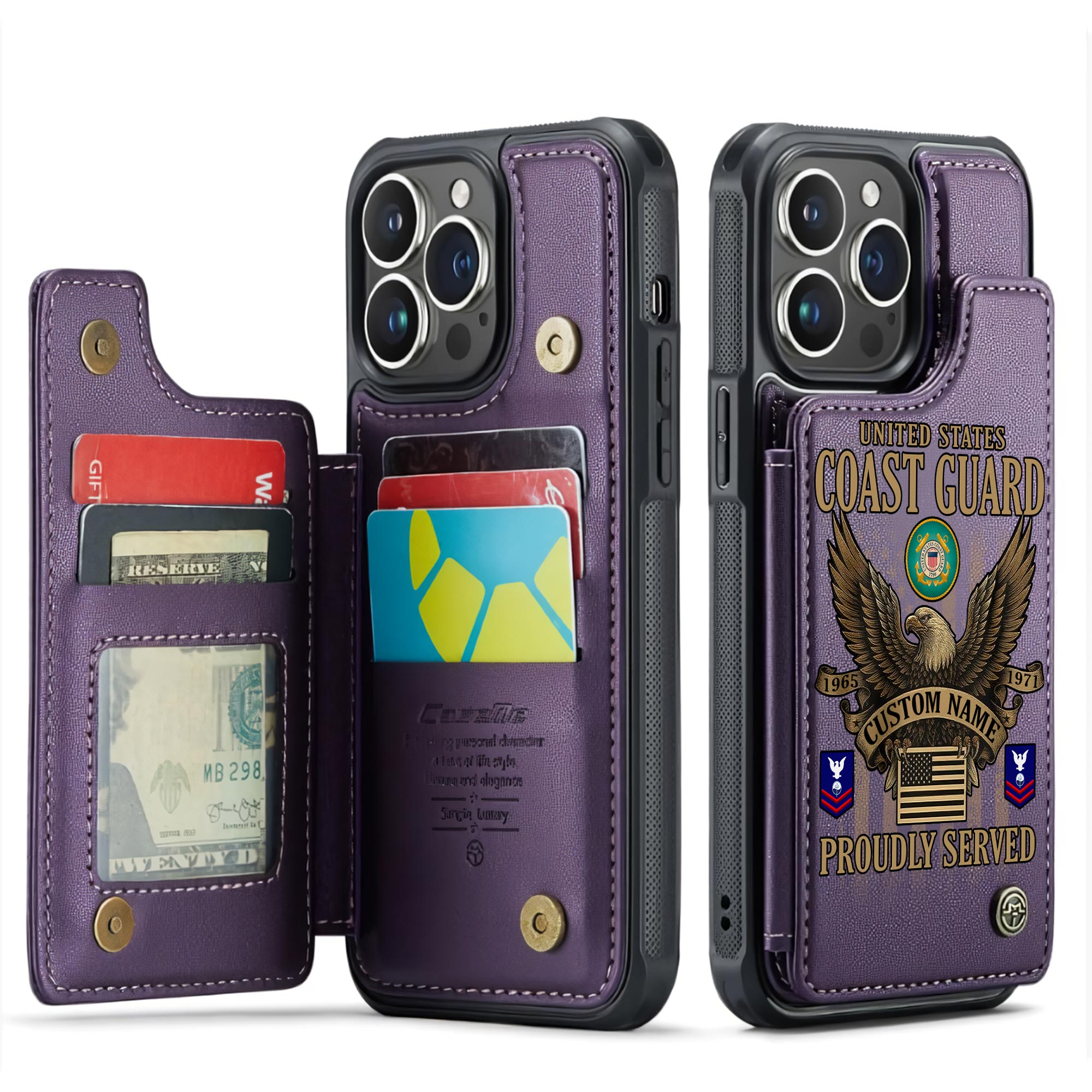 US Coast Guard, E 2 White - Leather Flip Phone Case - Image 6