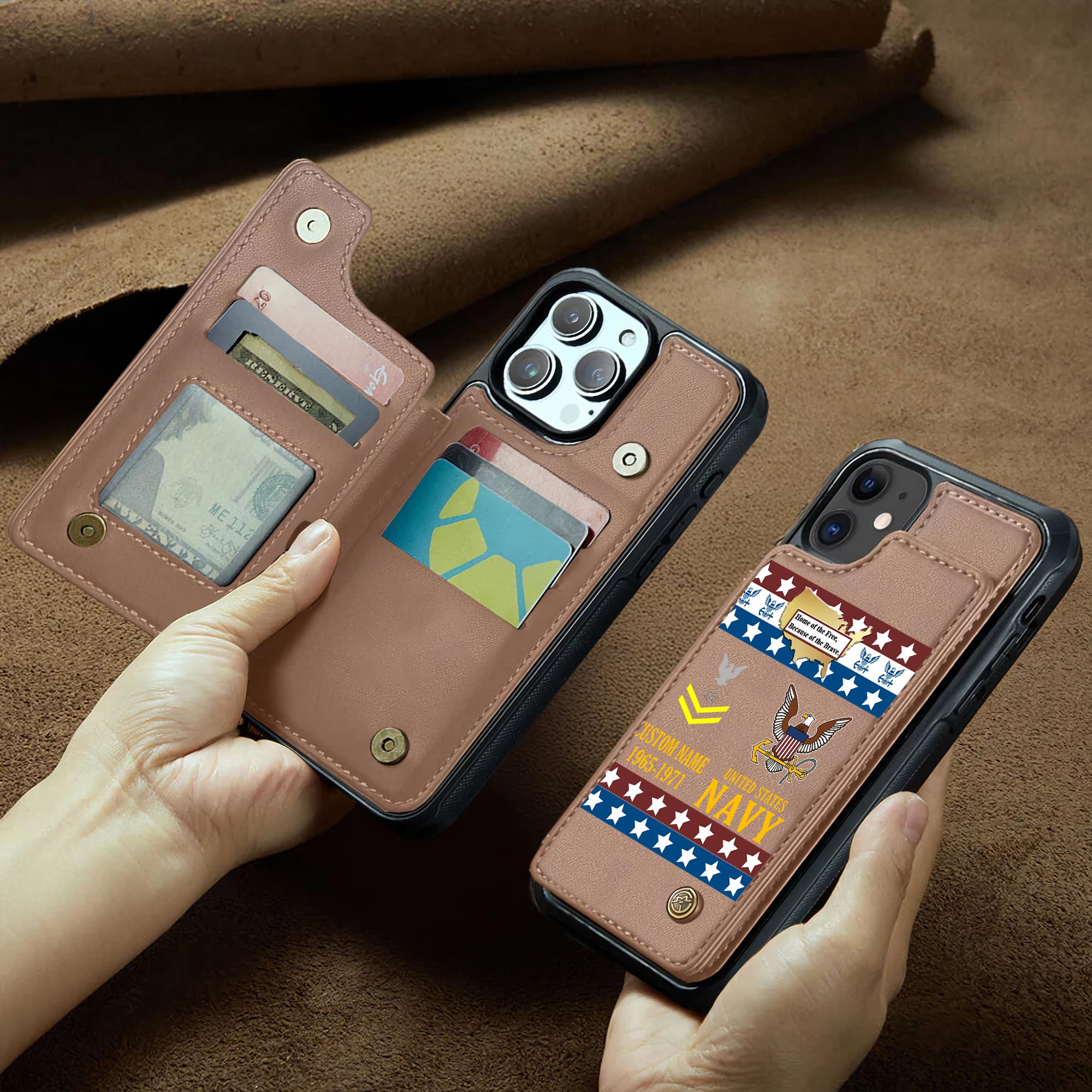 US Navy, Once A Sailor, Always A Sailor - Leather Flip Phone Case - Image 2