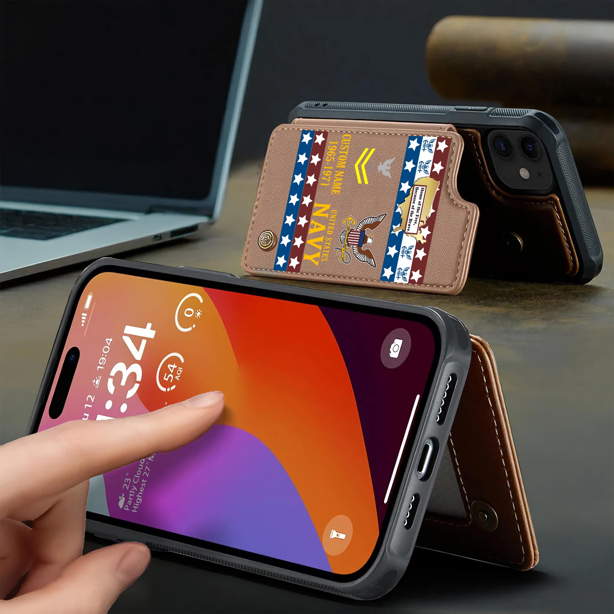 US Navy, Once A Sailor, Always A Sailor - Leather Flip Phone Case - Image 3