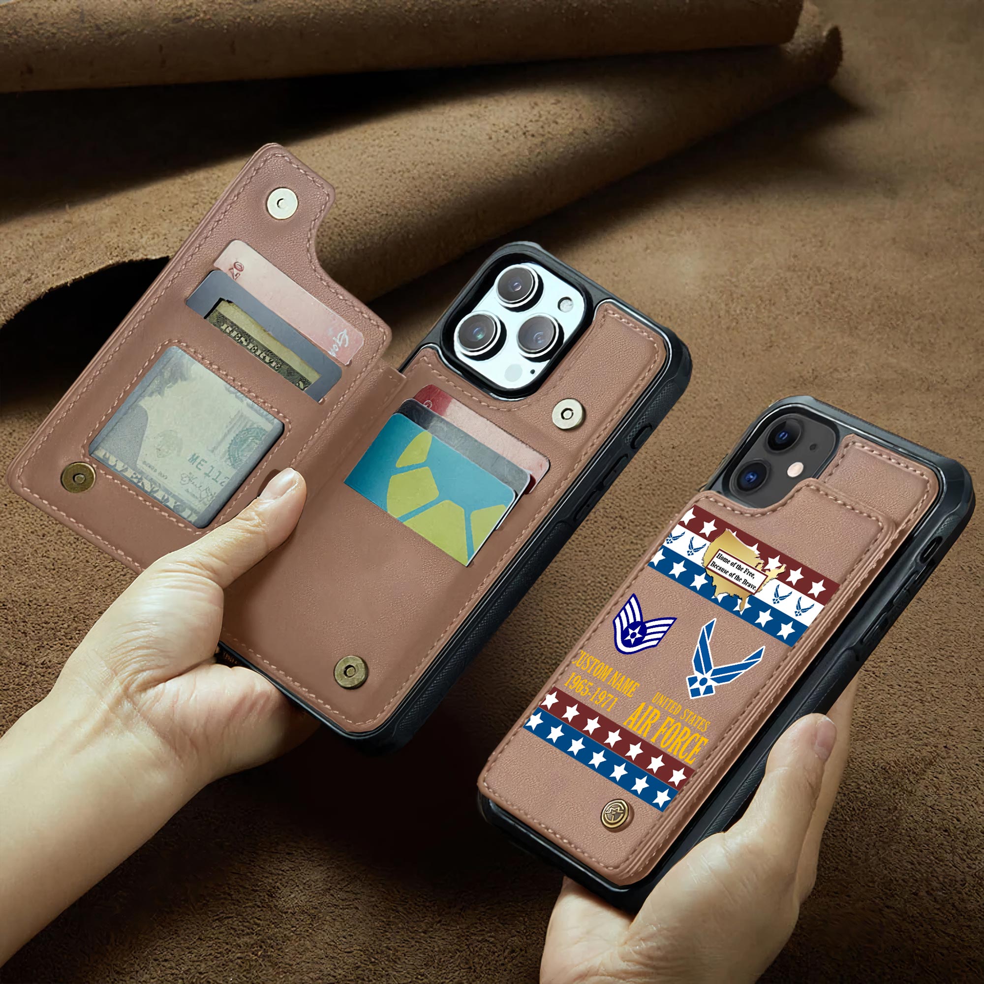 US Air Force , O 6 Air Force Colonel - Leather Flip Phone Case - Image 2