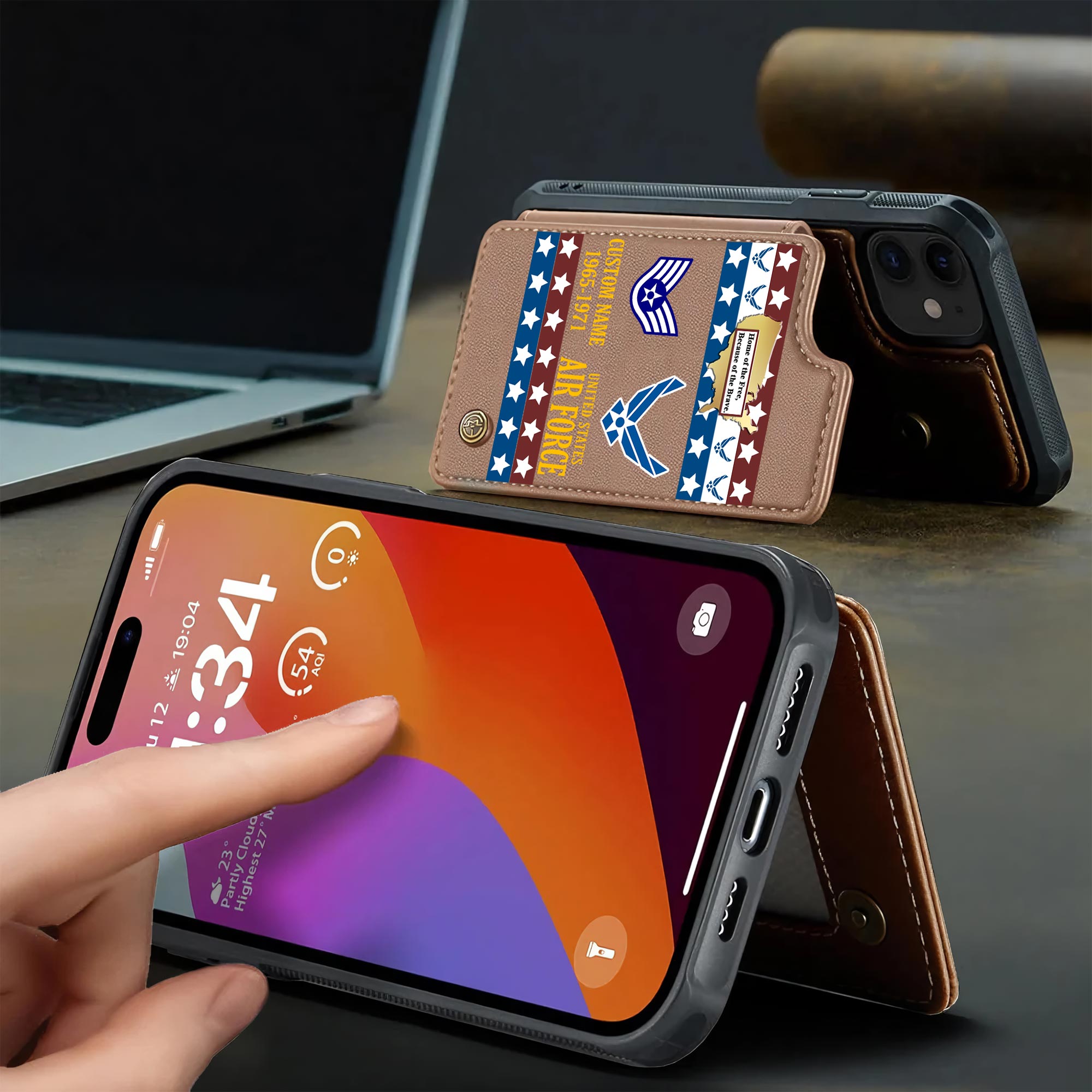 US Air Force , O 6 Air Force Colonel - Leather Flip Phone Case - Image 3