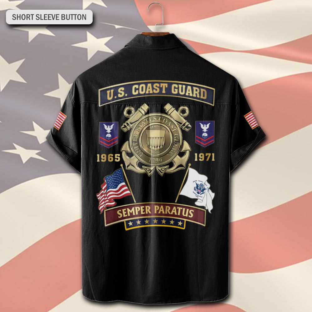 Coast Guard Rating, E 4 Red - Short Sleeve Button Shirt - Image 3