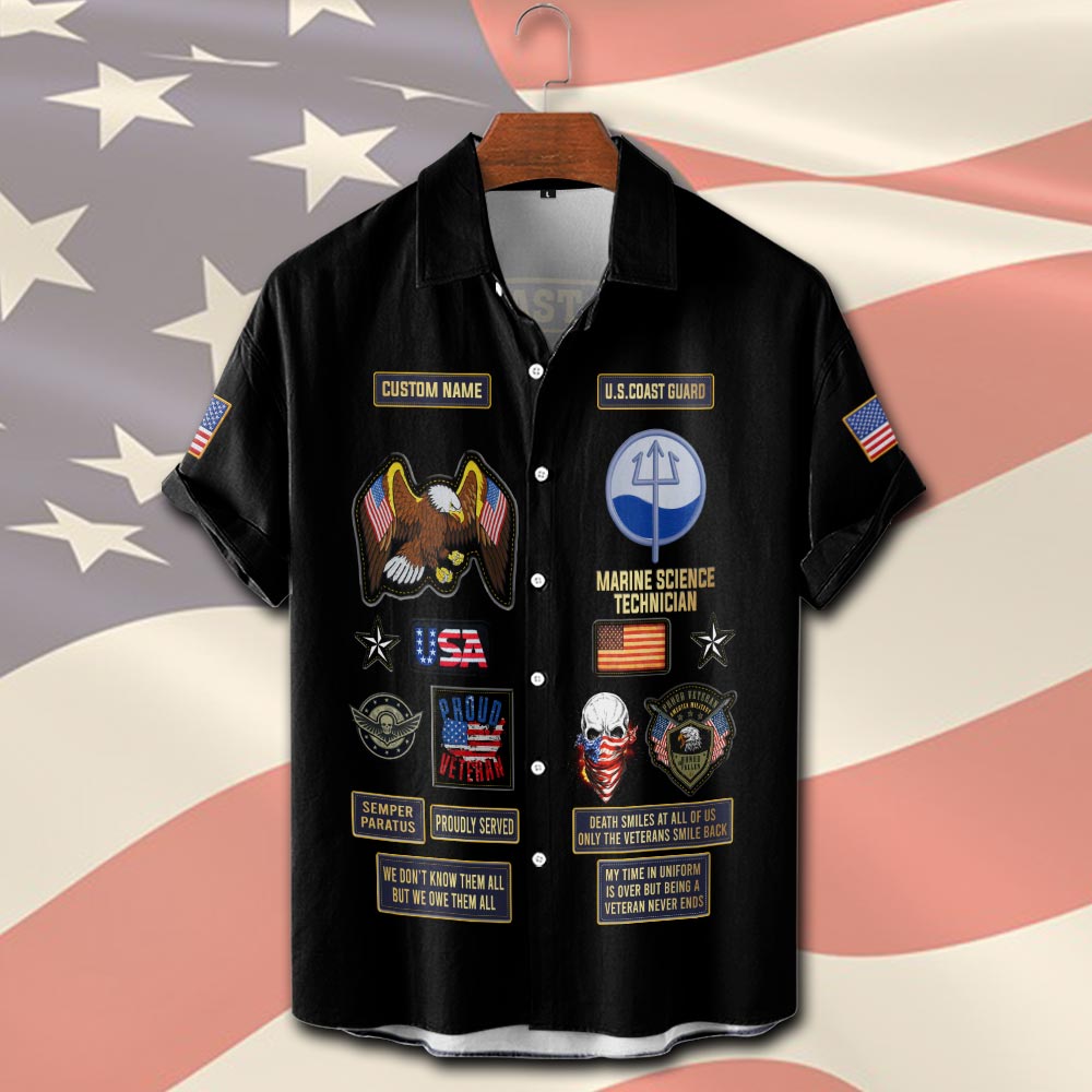 Coast Guard Rating, E 4 Red - Short Sleeve Button Shirt - Image 2