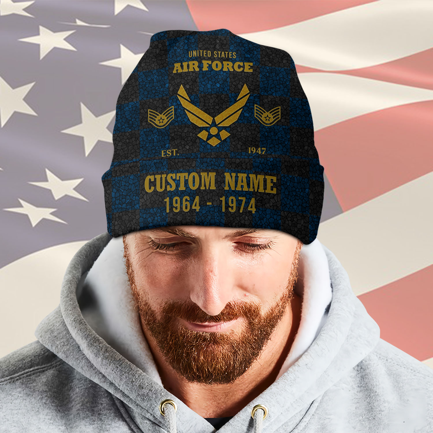 US Air Force , Remember - Honor - Respect - Full-Printed Beanie Hat - Image 2