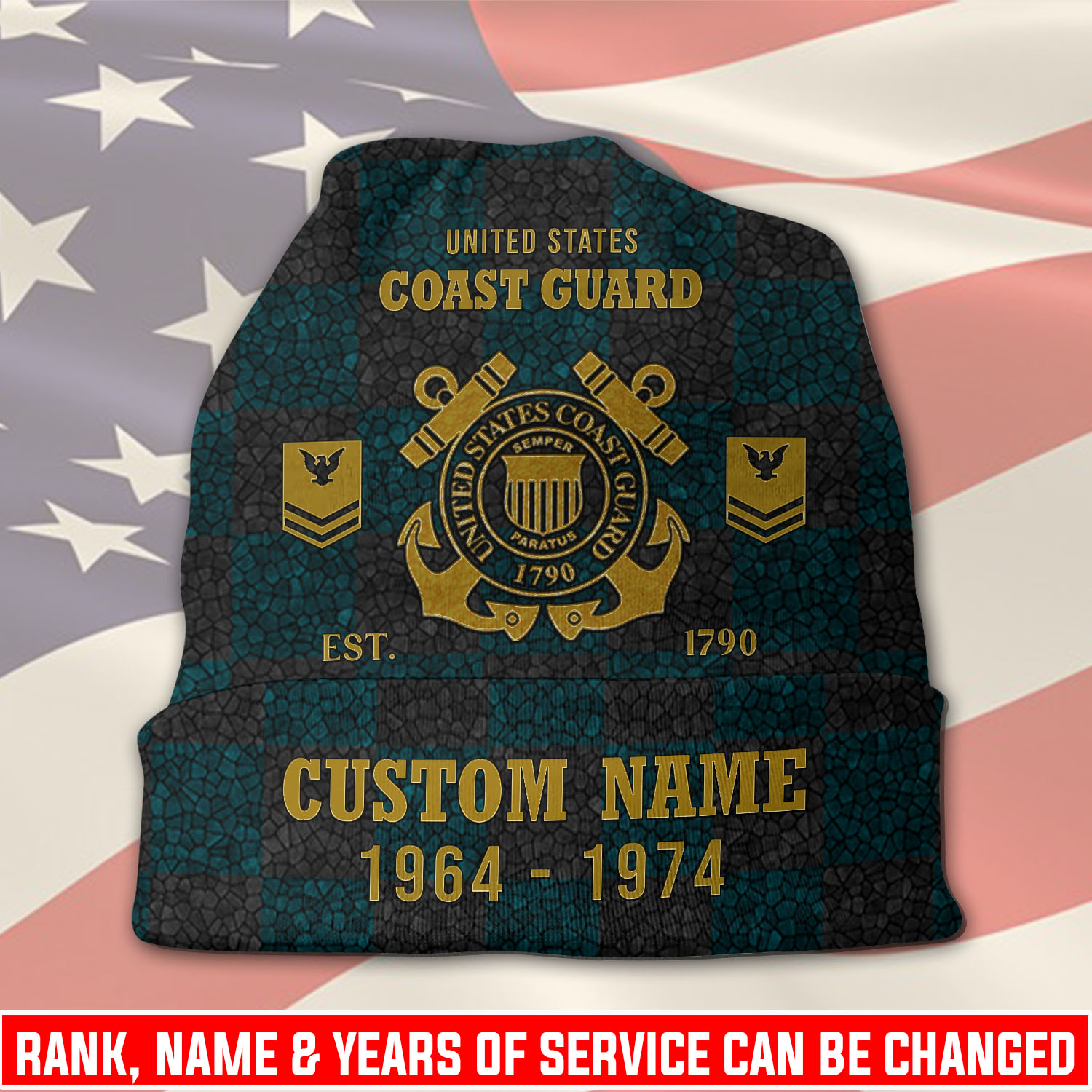 US Coast Guard, No One Gets Left Behind - Full-Printed Beanie Hat