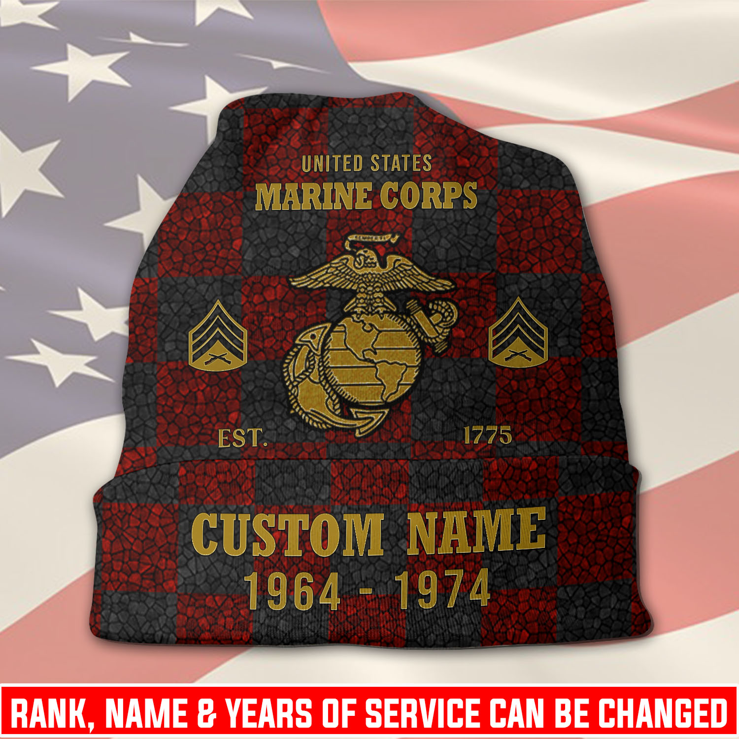 US Marine Corps, Never Retreat, Never Surrender - Full-Printed Beanie Hat