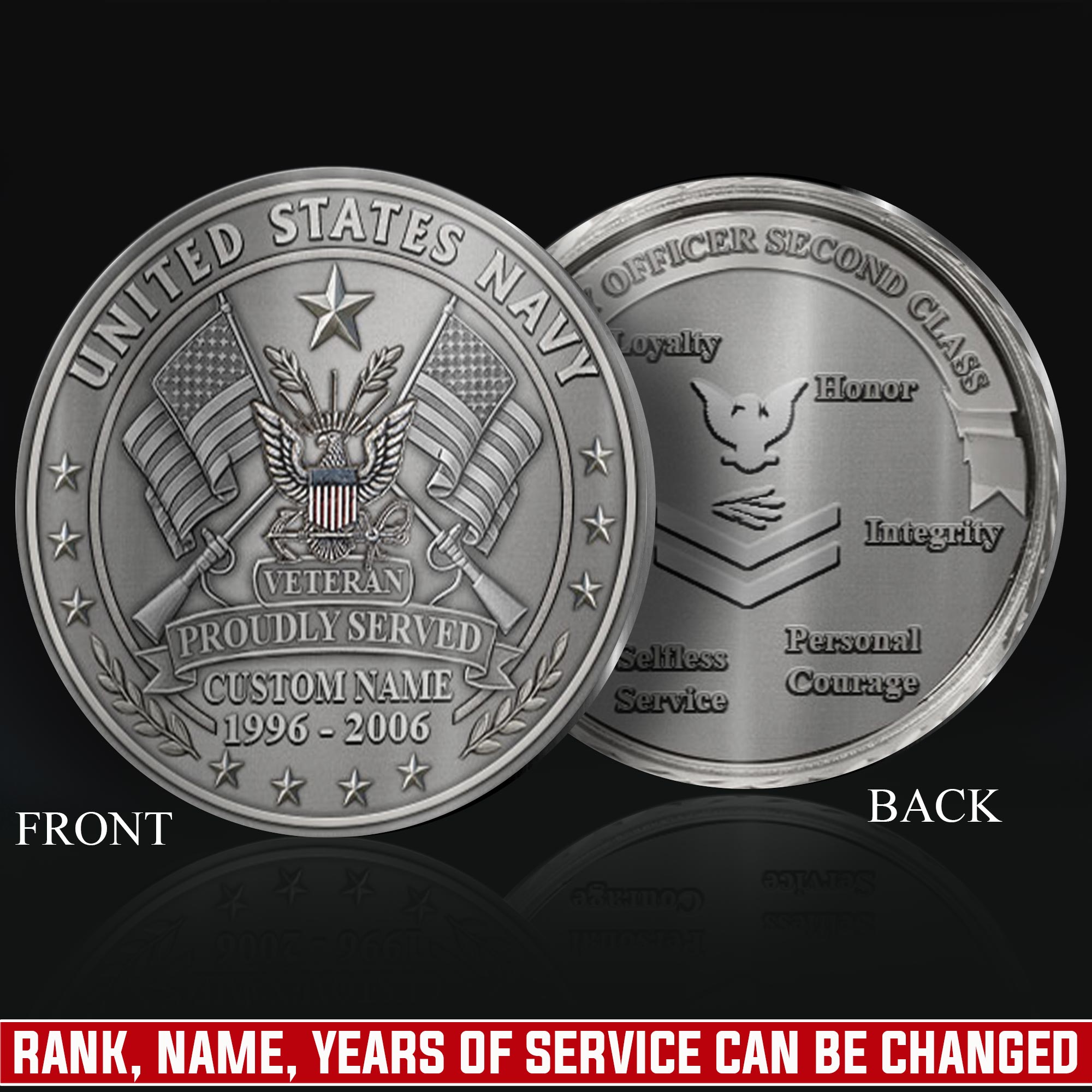 US Navy, All Gave Some, Some Gave All - Military Printed Challenge Coin