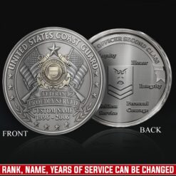 US Coast Guard, E 5 Gold - Military Printed Challenge Coin