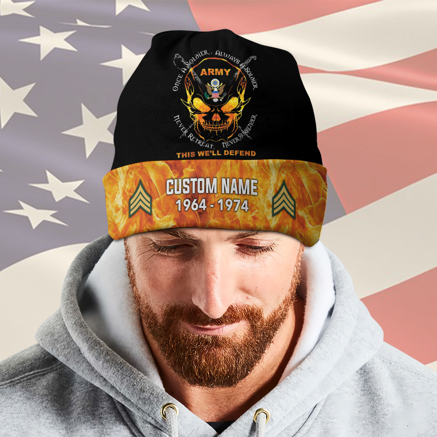 US Army, Freedom Isn't Free - Full-Printed Beanie Hat - Image 2