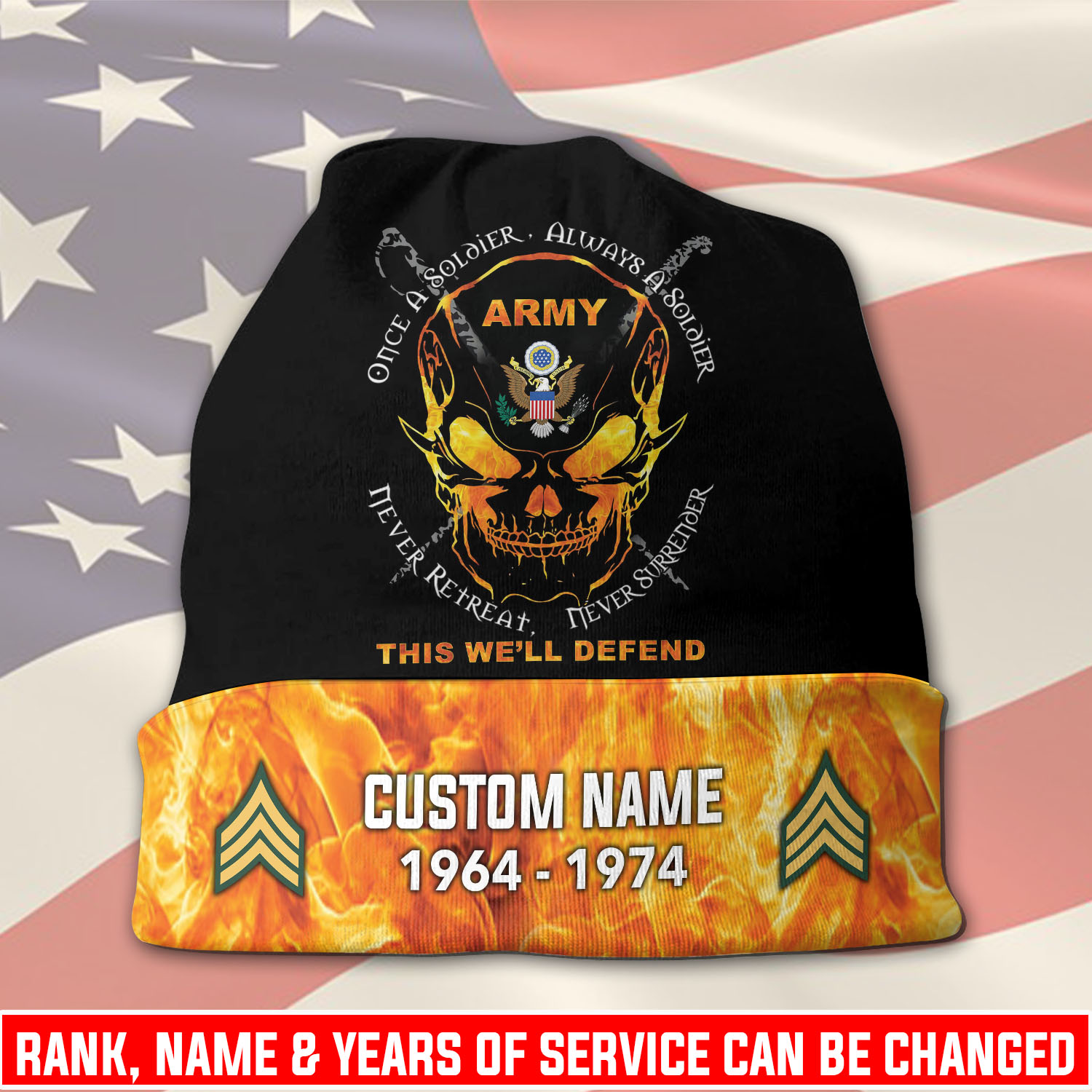 US Army, Freedom Isn't Free - Full-Printed Beanie Hat