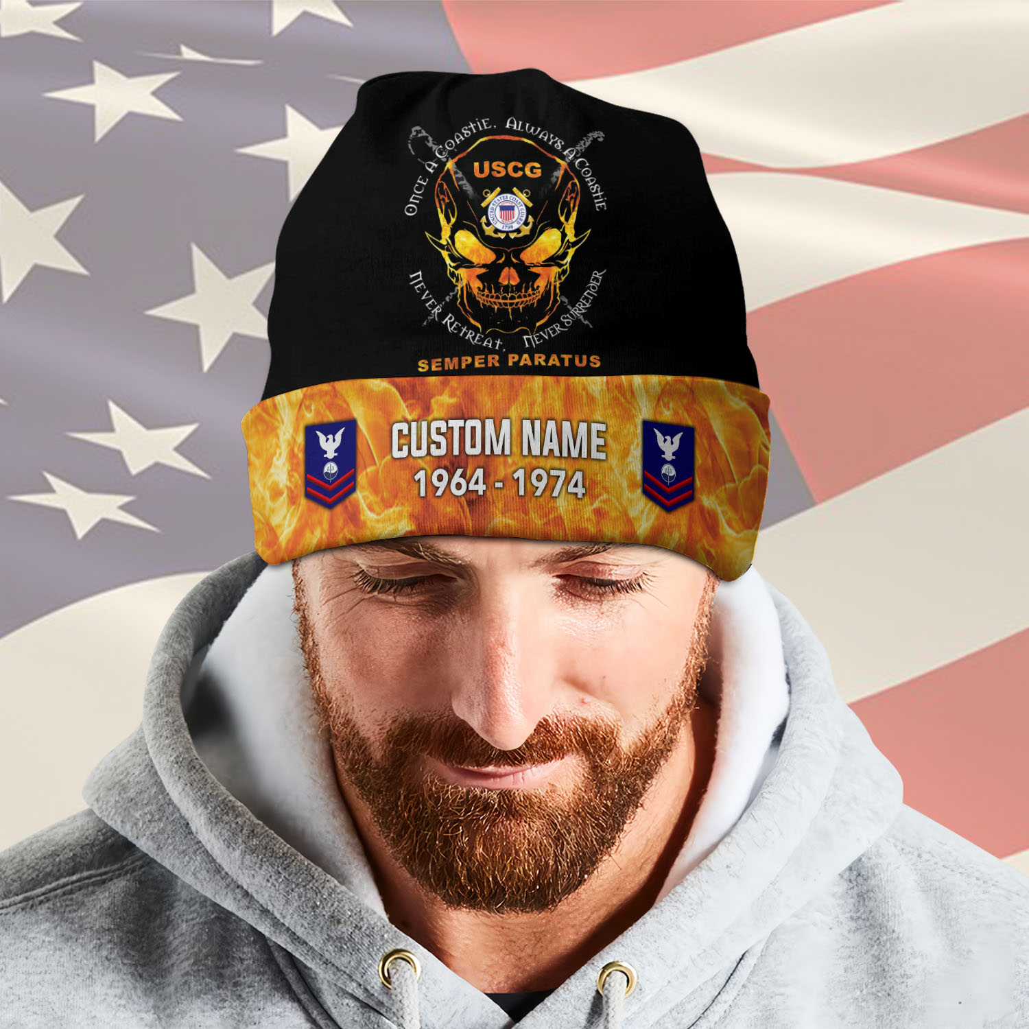 US Coast Guard, Served With Pride - Full-Printed Beanie Hat - Image 2