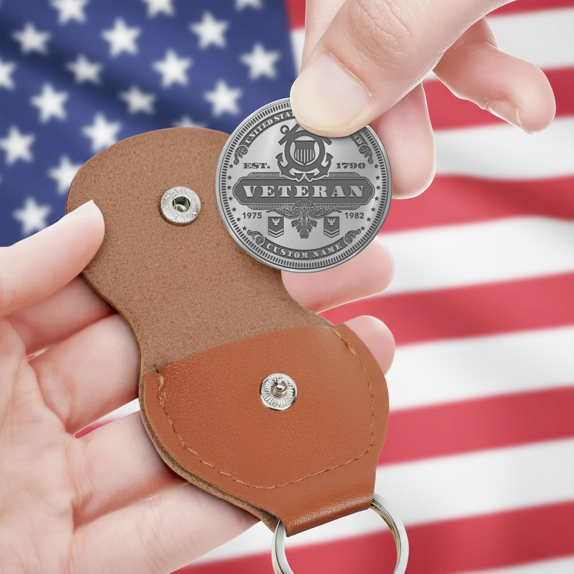 US Coast Guard, Remember - Honor - Respect - Military Engraved Challenge Coin - Image 3