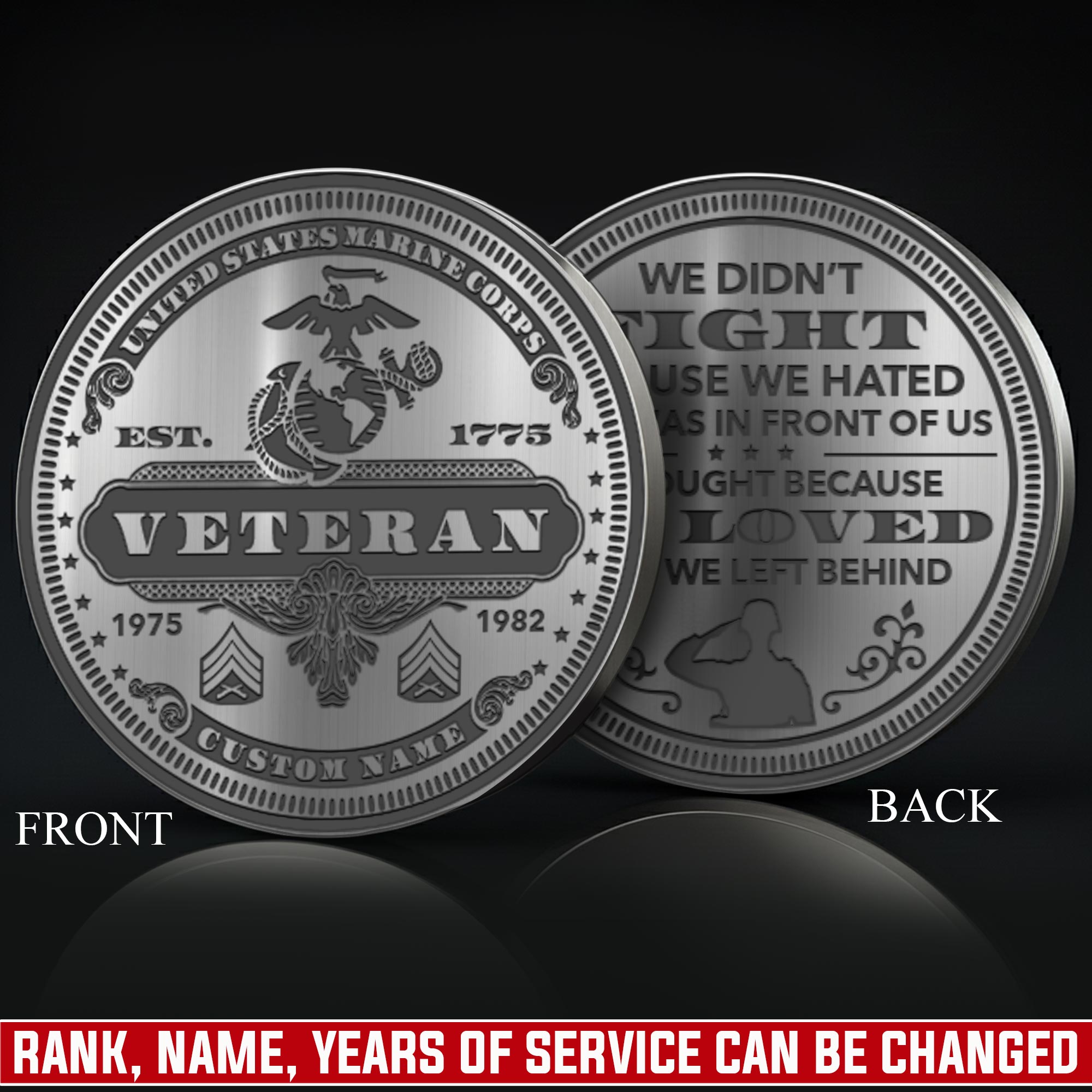 US Marine Corps, Life And Pride - Military Engraved Challenge Coin