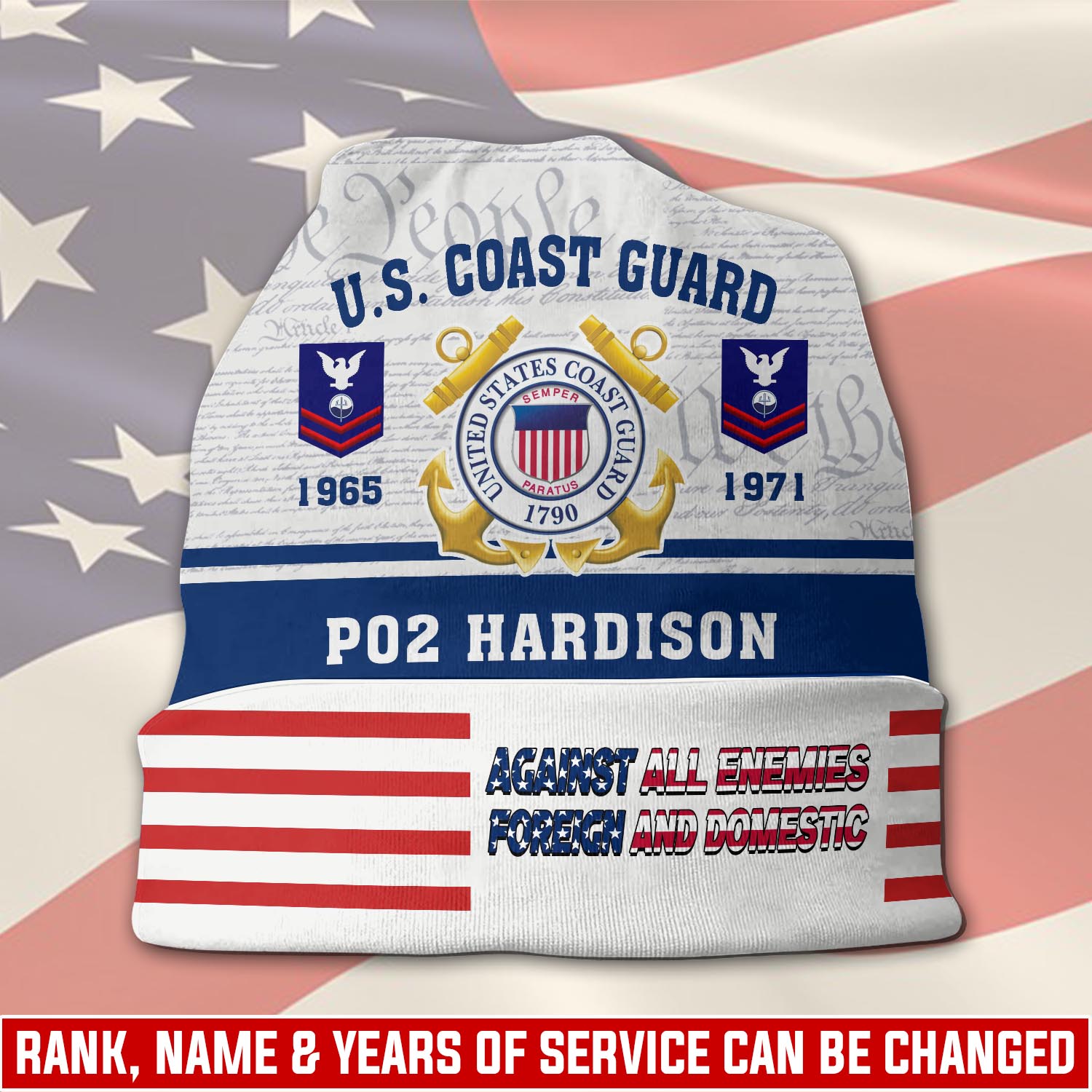 US Coast Guard, Freedom Isn't Free - Full-Printed Beanie Hat