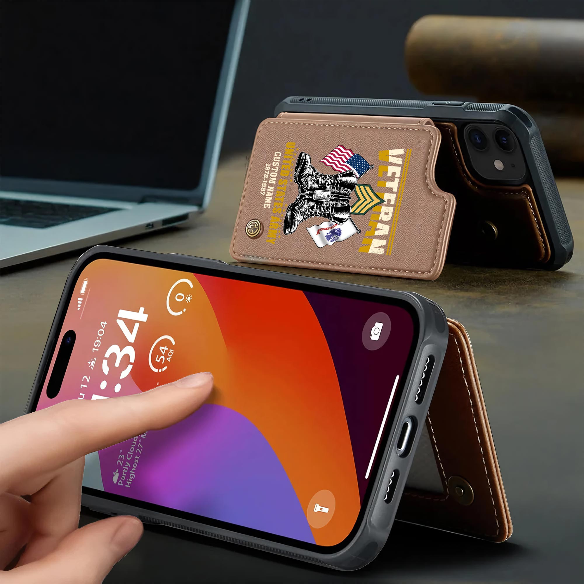 US Army, W 4 Army Chief Warrant Officer 4 - Leather Flip Phone Case - Image 3