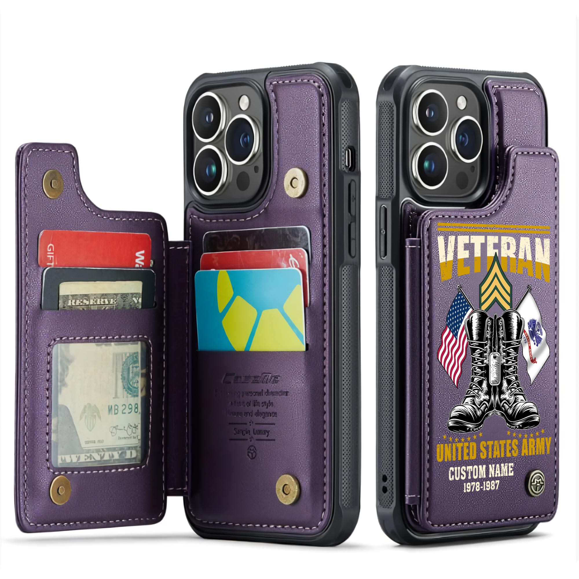 US Army, W 4 Army Chief Warrant Officer 4 - Leather Flip Phone Case - Image 6