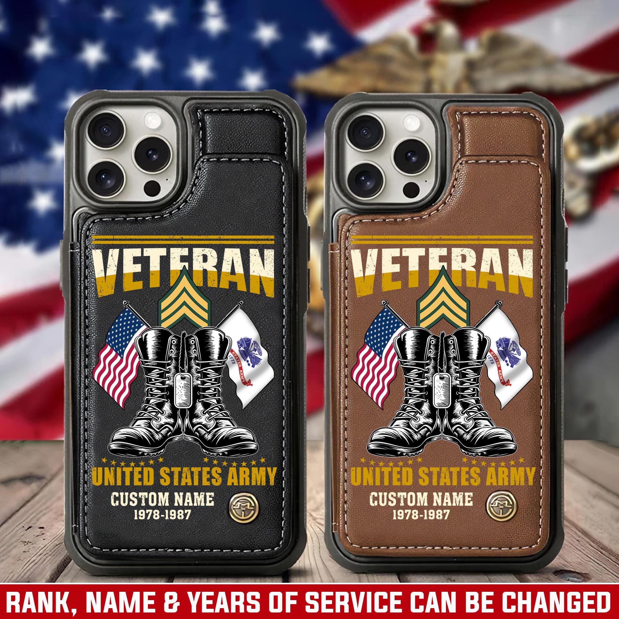 US Army, W 4 Army Chief Warrant Officer 4 - Leather Flip Phone Case