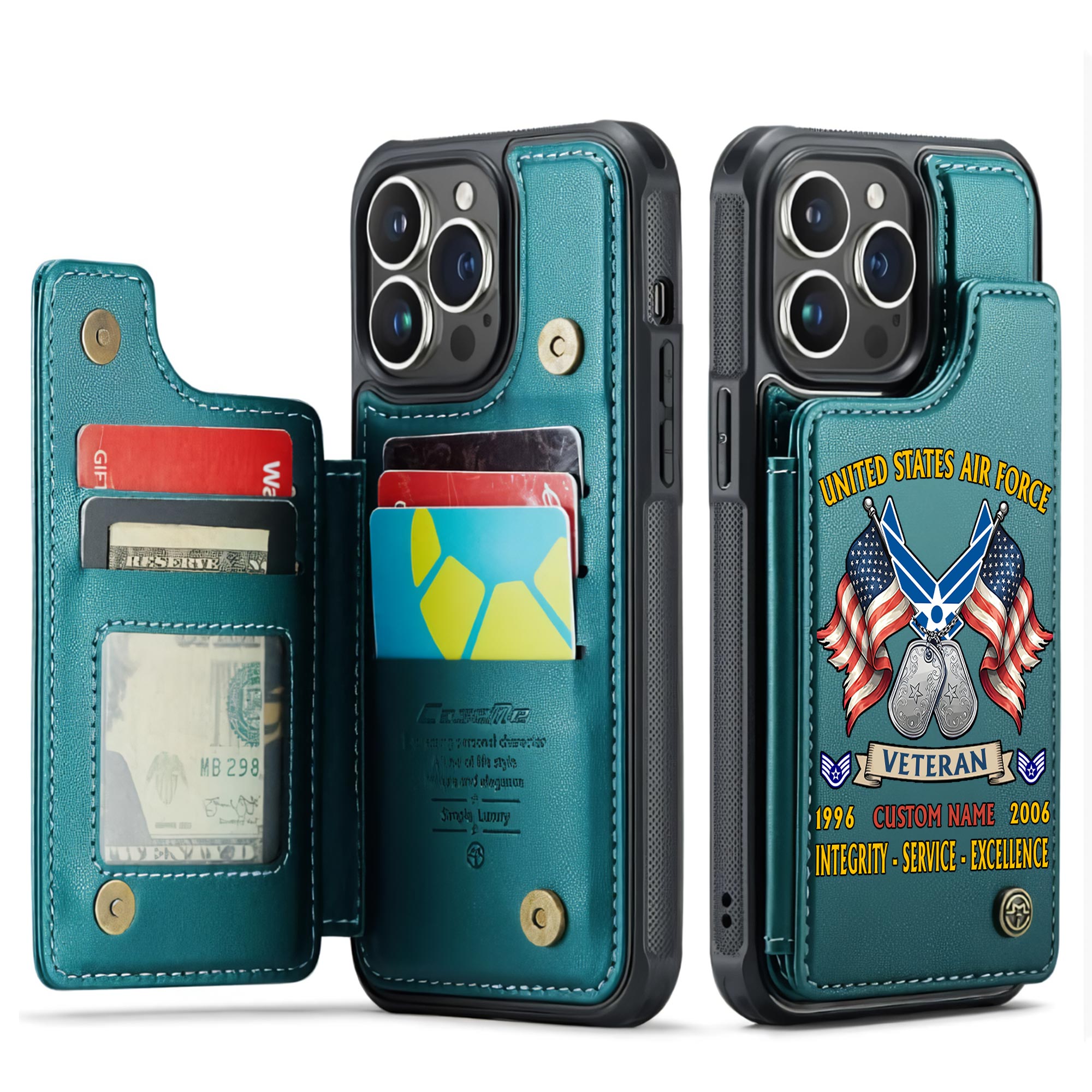 US Air Force , E 2 Air Force Airman - Leather Flip Phone Case - Image 5