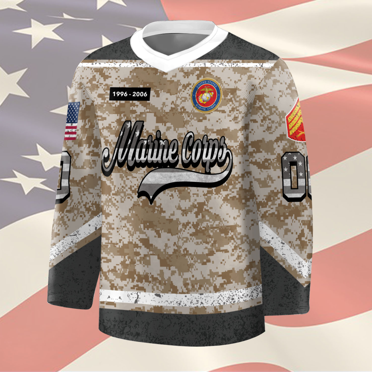 US Marine Corps, I Walked The Walk - Hockey Jersey - Image 2