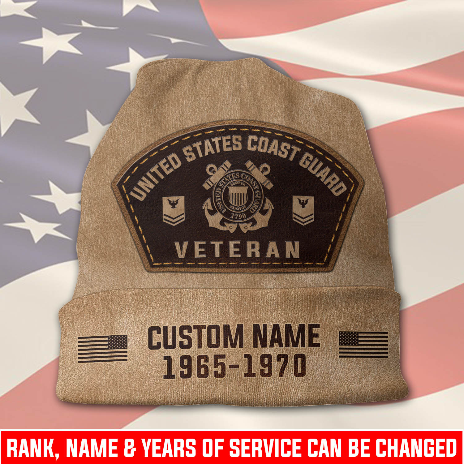 US Coast Guard, Defender of Freedom - Full-Printed Beanie Hat