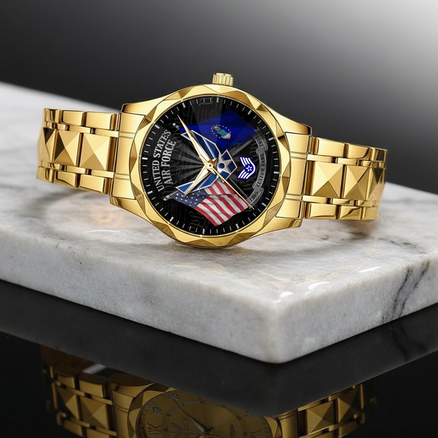 US Air Force, Always Remember, Never Forget - Diamond-Cut Bezel Watch - Image 2