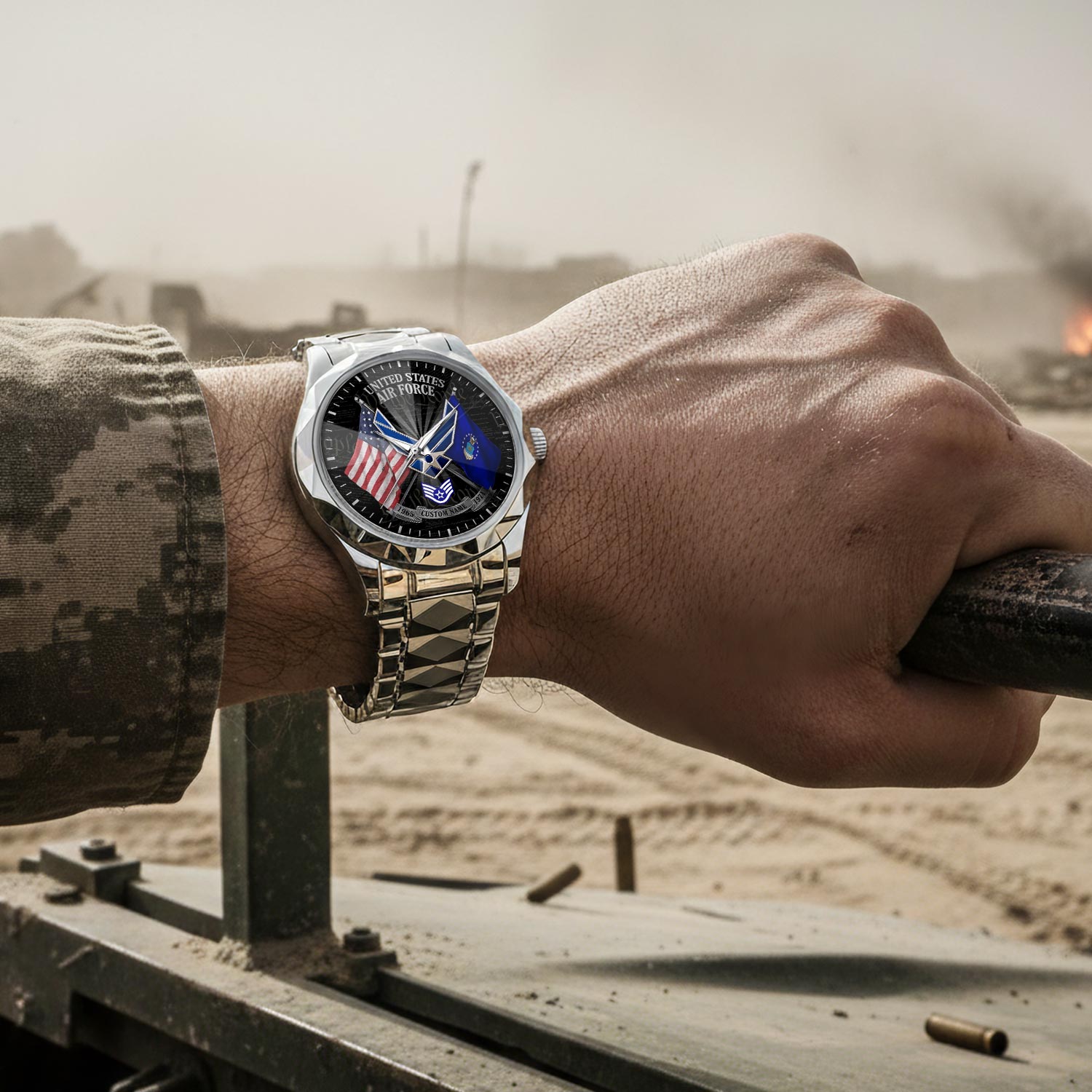 US Air Force, Always Remember, Never Forget - Diamond-Cut Bezel Watch - Image 4