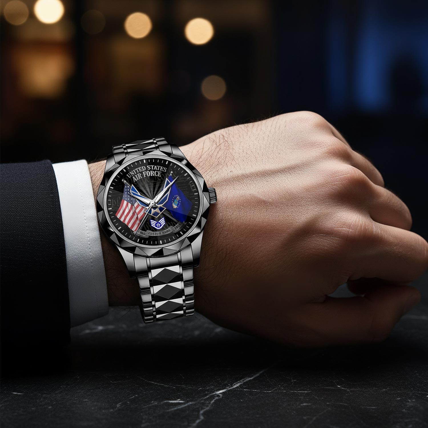 US Air Force, Always Remember, Never Forget - Diamond-Cut Bezel Watch - Image 8