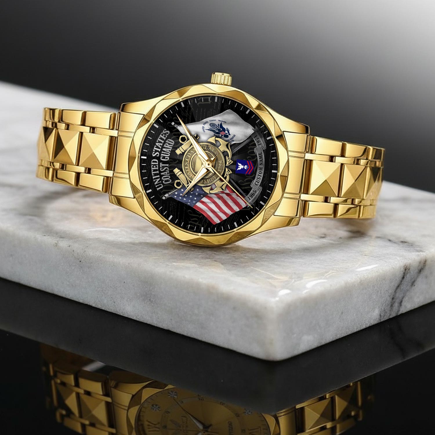 US Coast Guard, All Gave Some, Some Gave All - Diamond-Cut Bezel Watch - Image 2