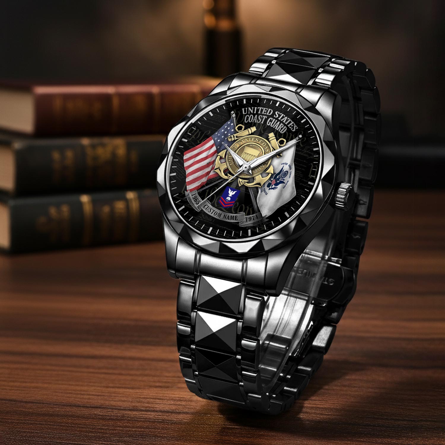 US Coast Guard, All Gave Some, Some Gave All - Diamond-Cut Bezel Watch - Image 3