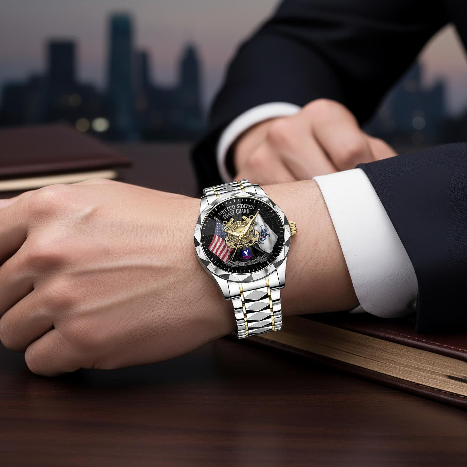 US Coast Guard, All Gave Some, Some Gave All - Diamond-Cut Bezel Watch - Image 6