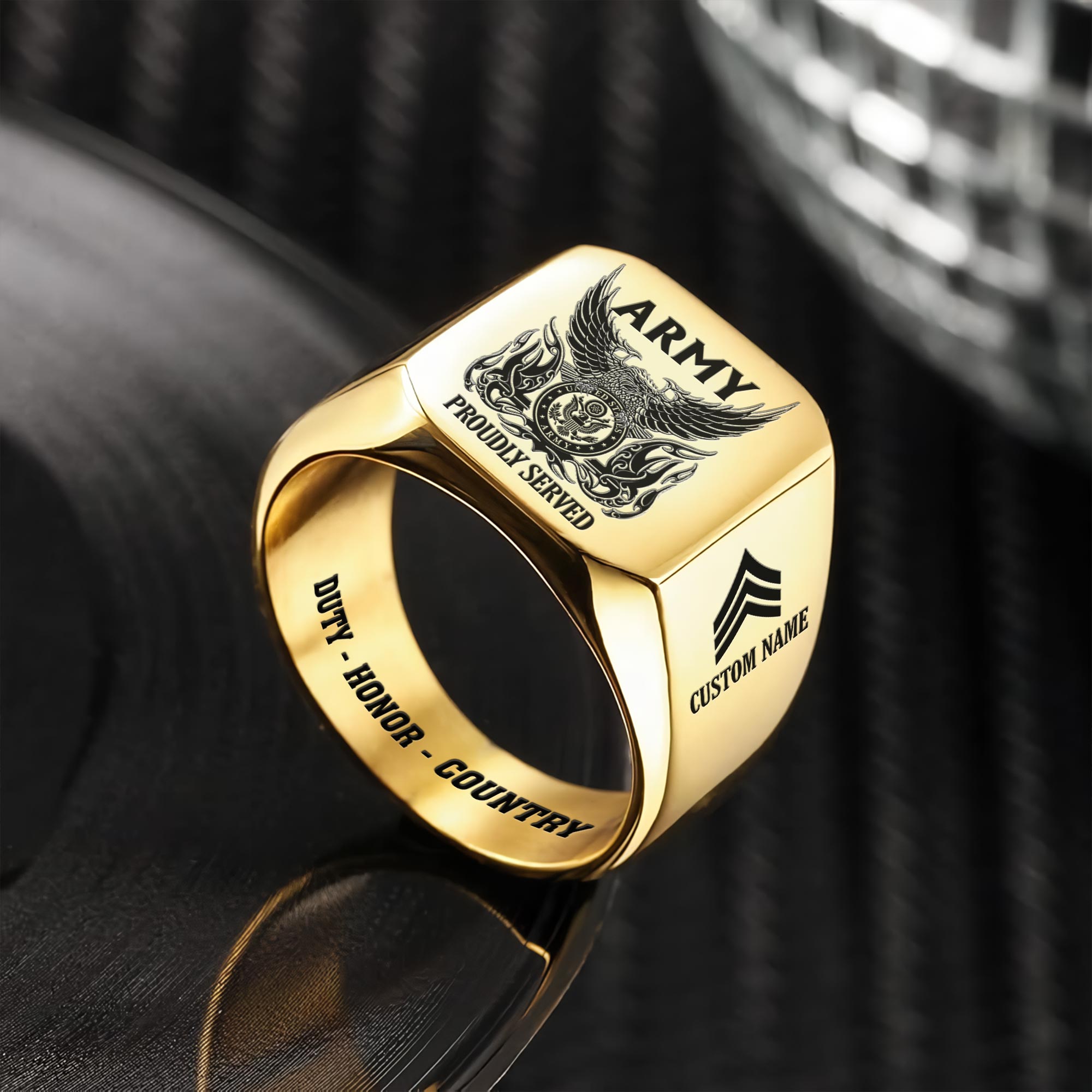 US Army, Once A Soldier, Always A Soldier - Engraved Men's Ring - Image 2