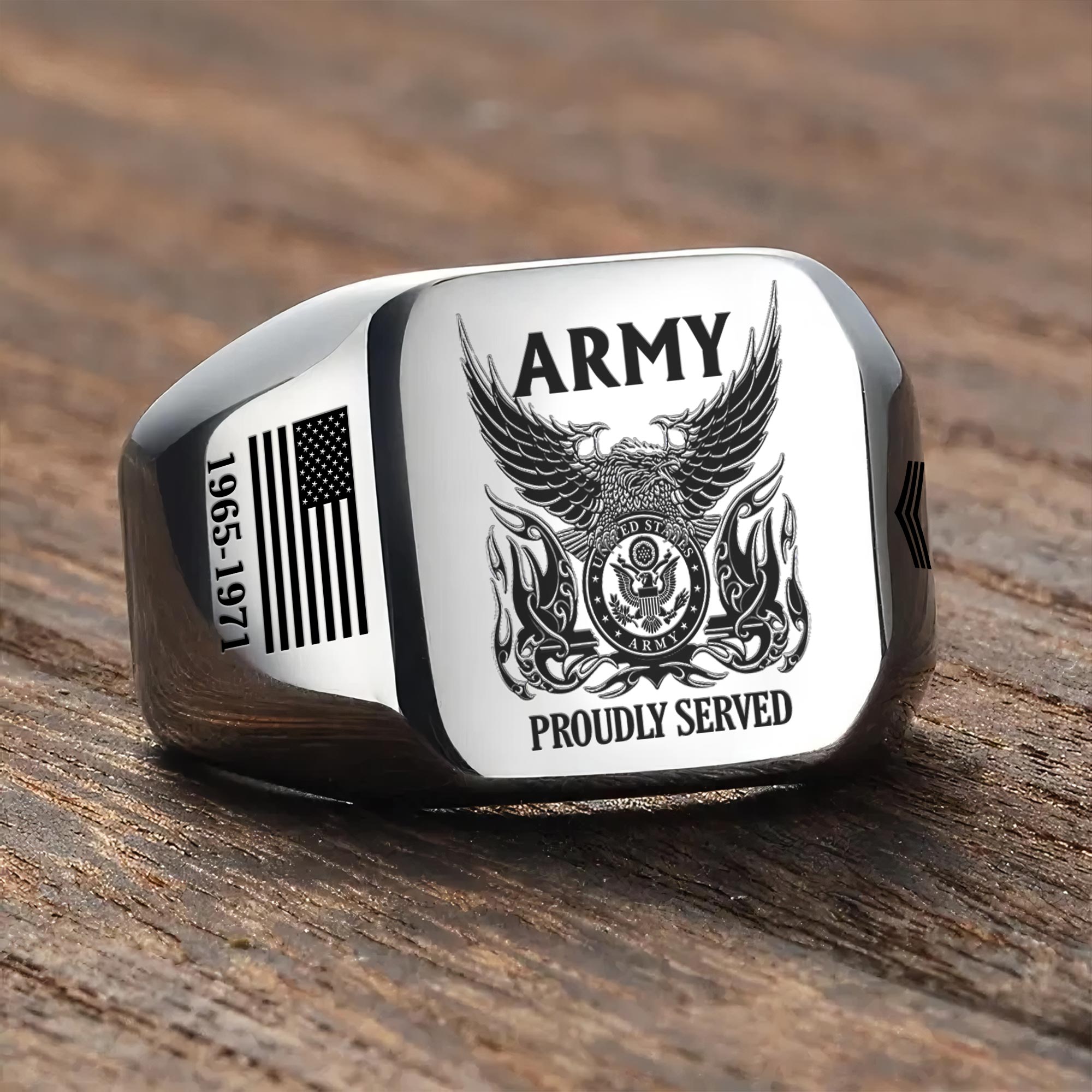 US Army, Once A Soldier, Always A Soldier - Engraved Men's Ring - Image 3