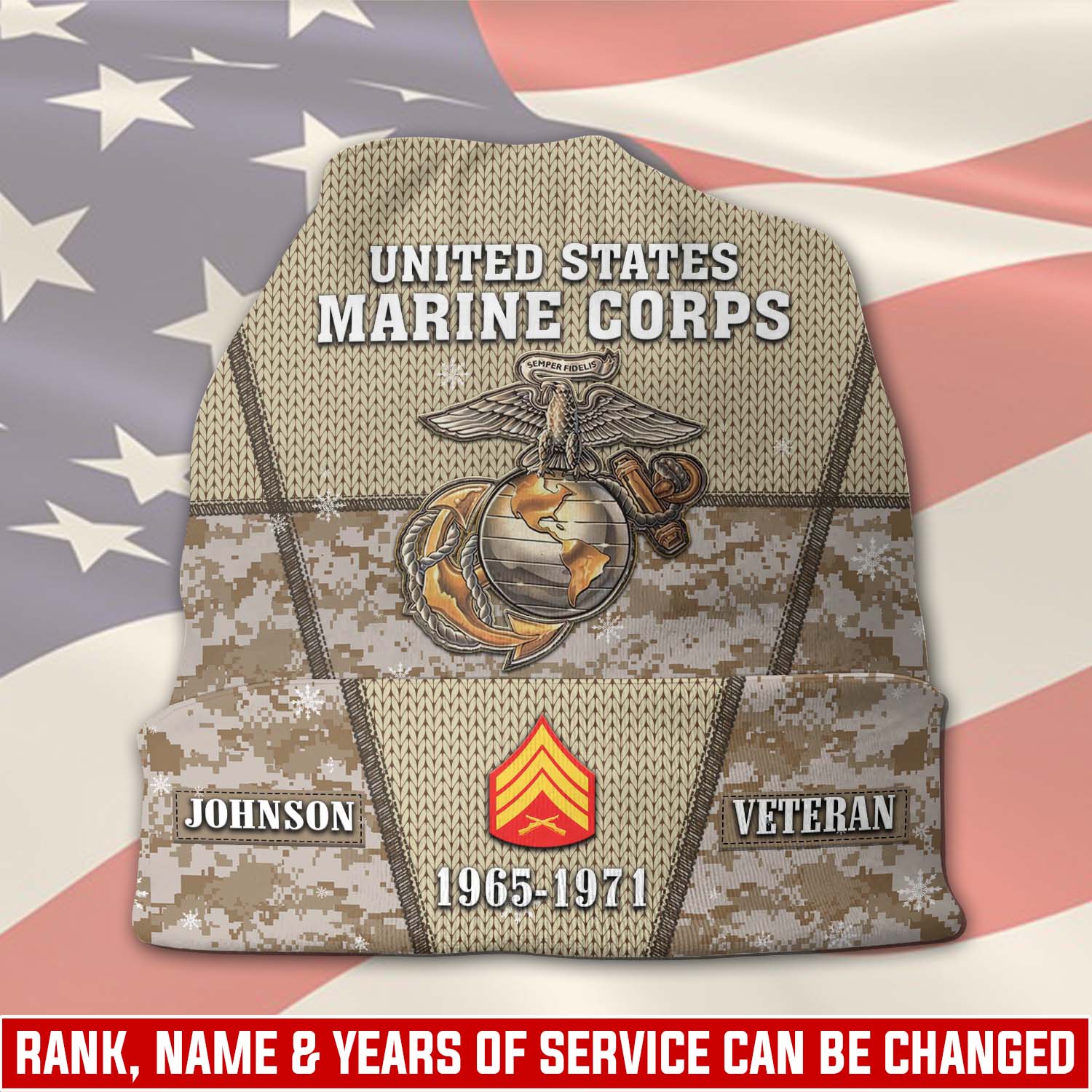 US Marine Corps, Defender of Freedom - Full-Printed Beanie Hat