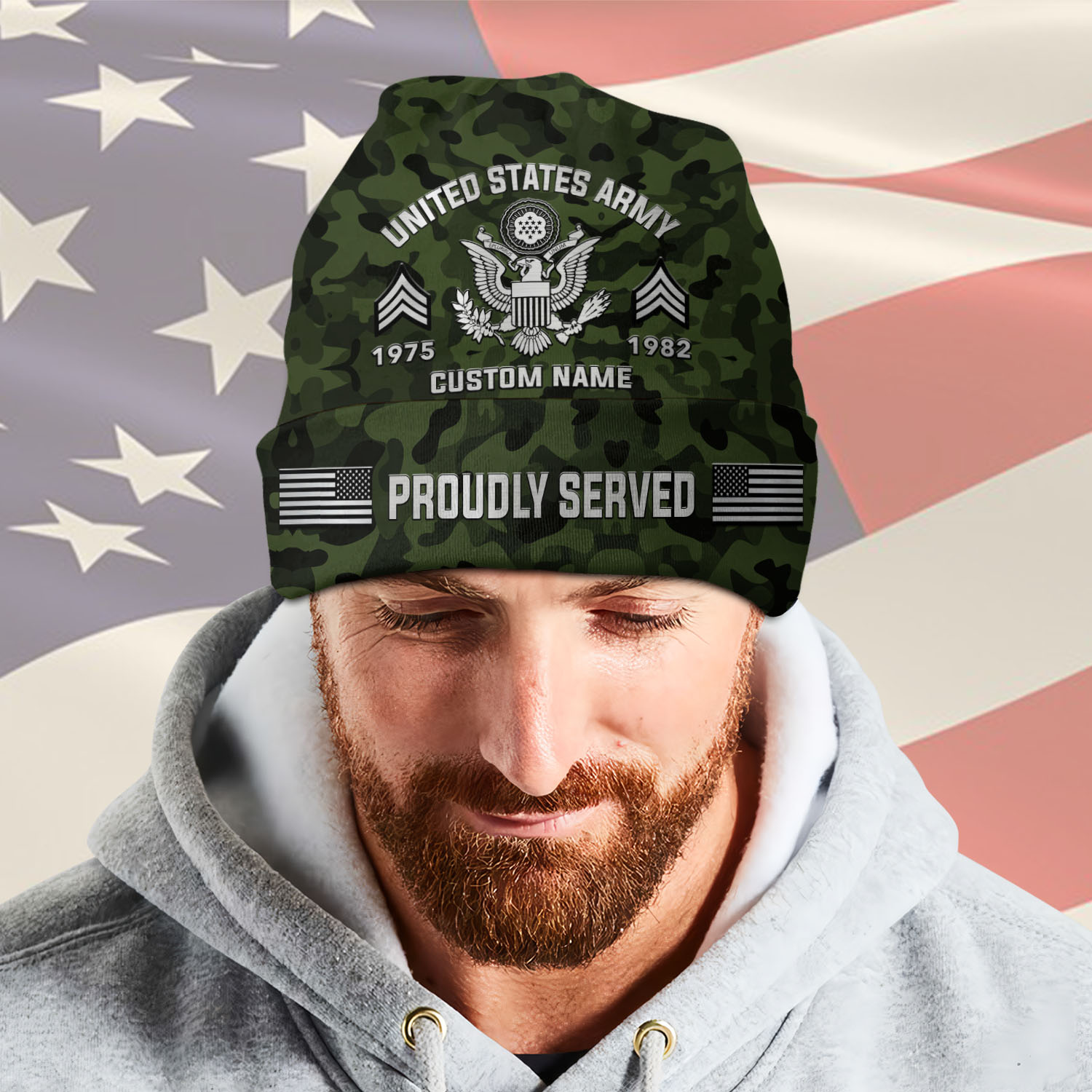 US Army, Remember - Honor - Respect - Full-Printed Beanie Hat - Image 2