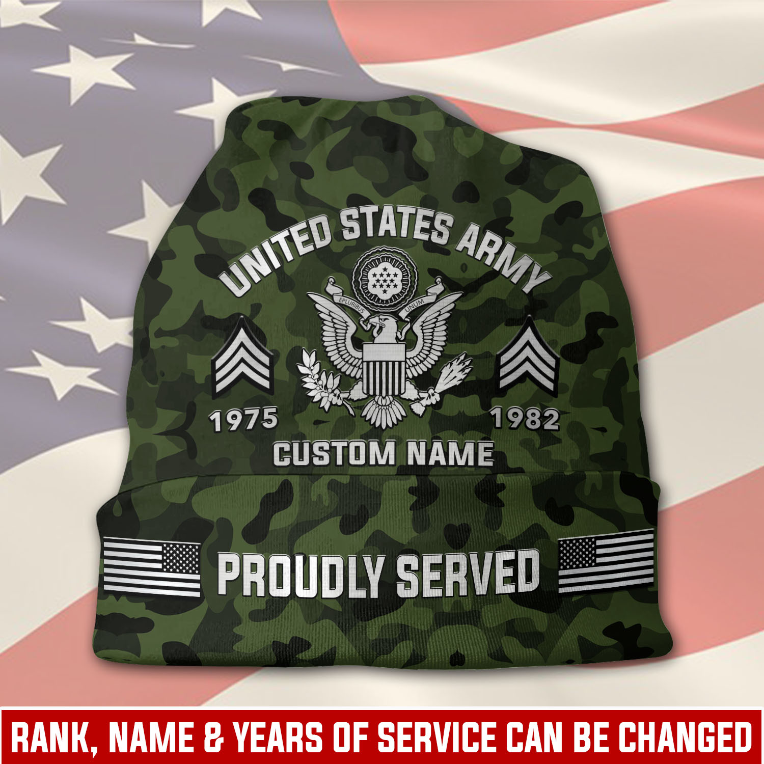 US Army, Remember - Honor - Respect - Full-Printed Beanie Hat