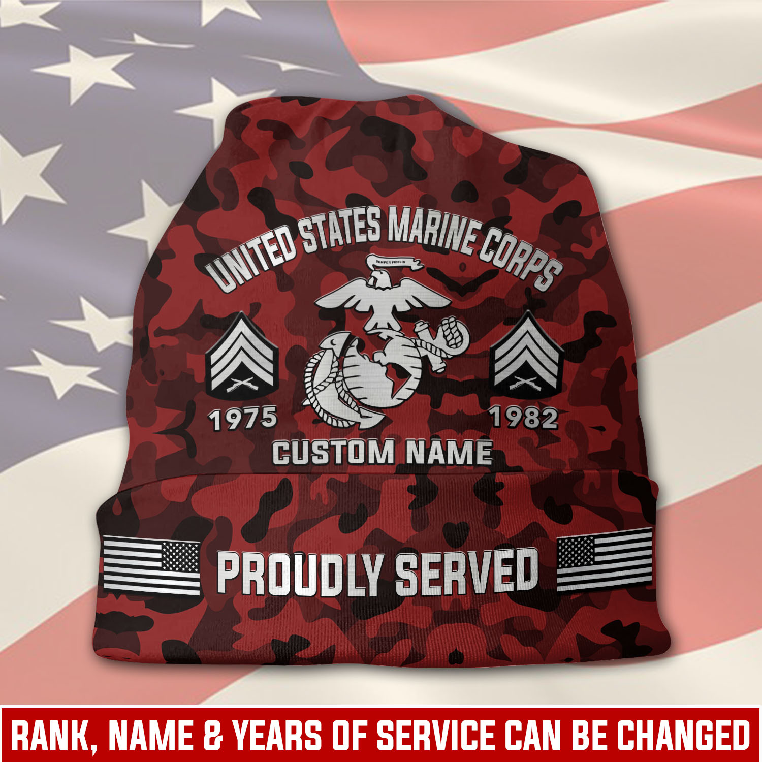 US Marine Corps, The Devil Dogs - Full-Printed Beanie Hat