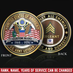 US Army, E 4 Army Specialist - Military Printed Challenge Coin