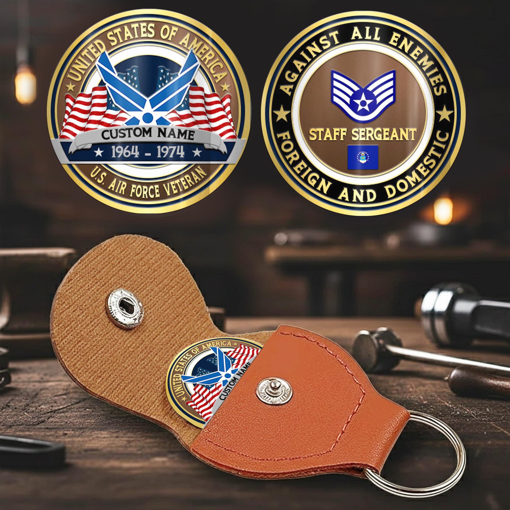 US Air Force, Honor, Duty, Service - Military Printed Challenge Coin - Image 2