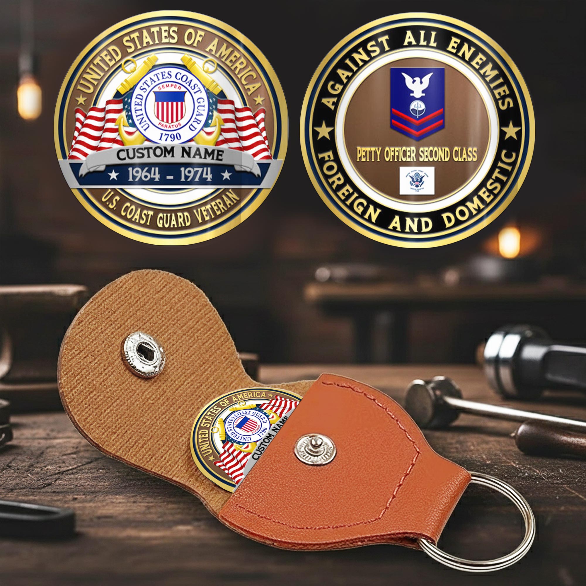 US Coast Guard, Always Ready - Military Printed Challenge Coin - Image 2