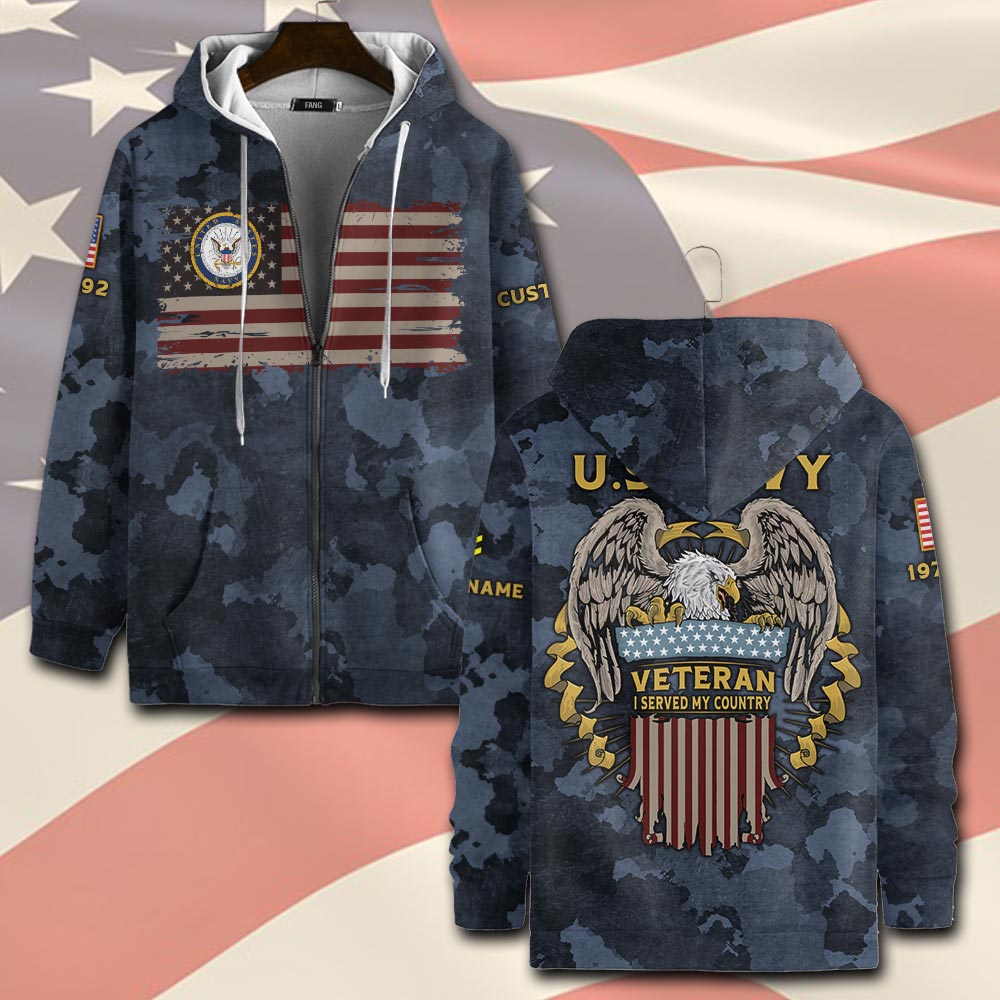 US Navy, E 7 Red - Zip Hoodie