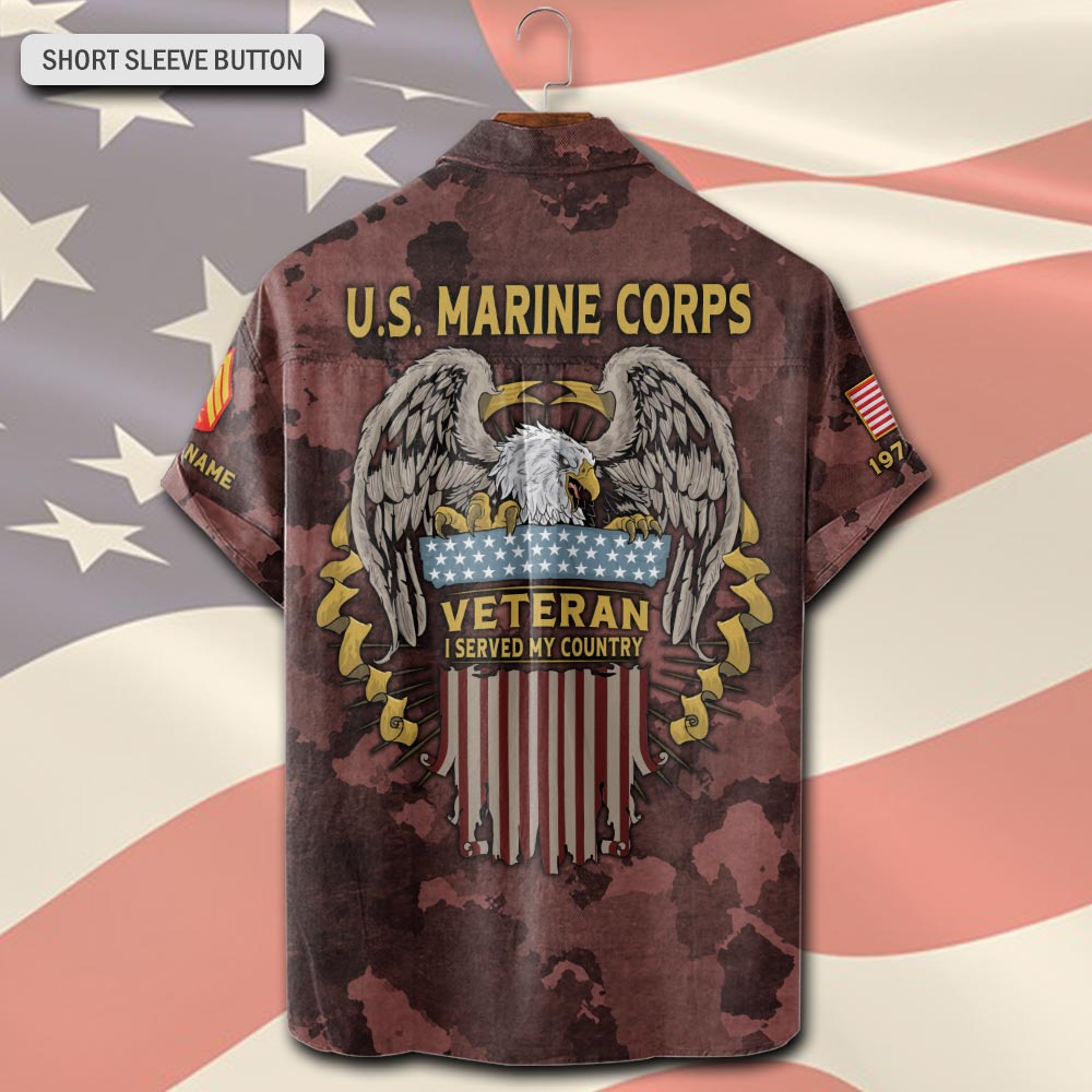 US Marine Corps, I Walked The Walk - Short Sleeve Button Shirt - Image 3